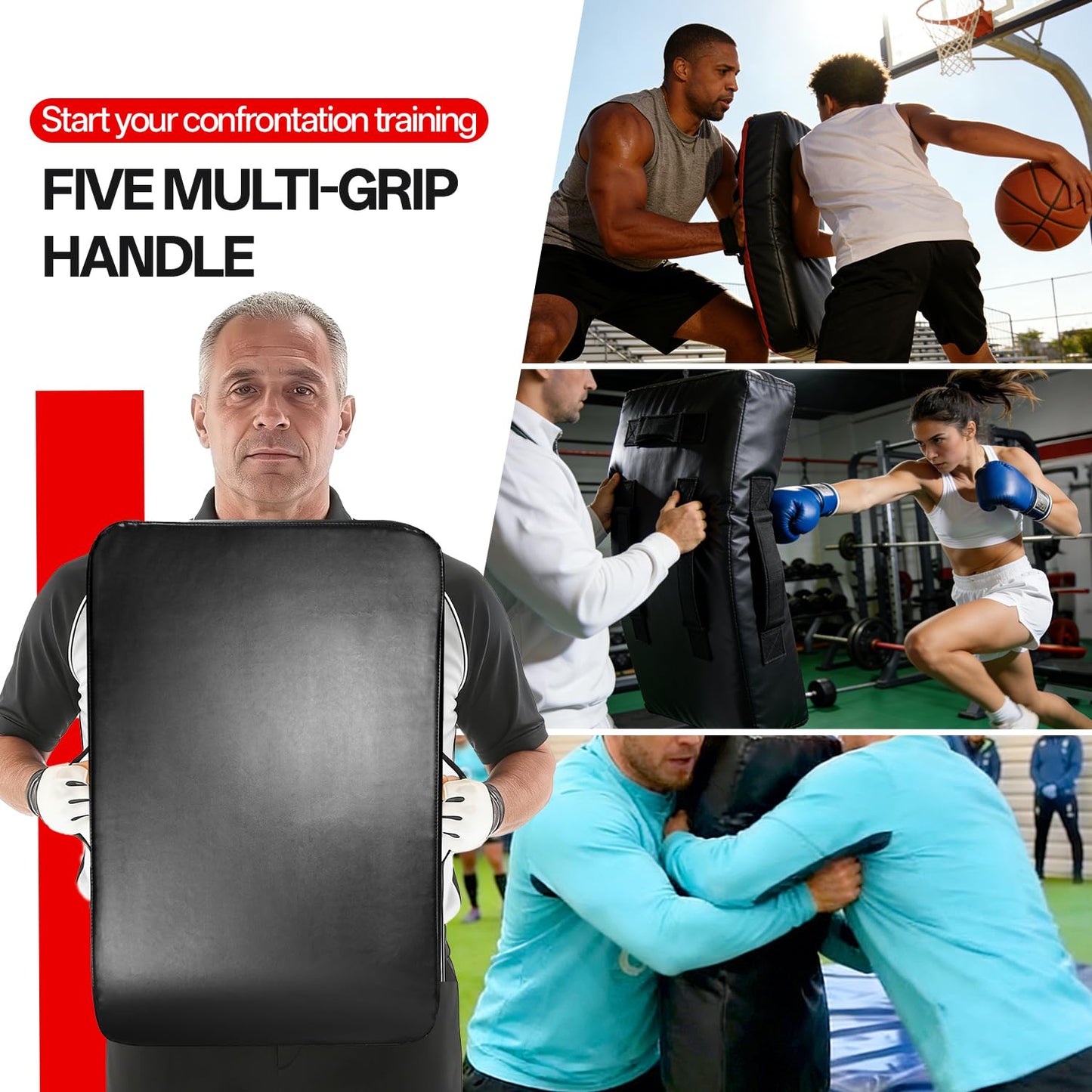 SANKOYO Basketball Pads for Training - Football Blocking Pad Training Equipment with Handles, 24"x16" Denser Softer Foam Shield for Lacrosse, Hockey, Martial Arts - Tackle Dummy Kick Pad. (1 Pcs)