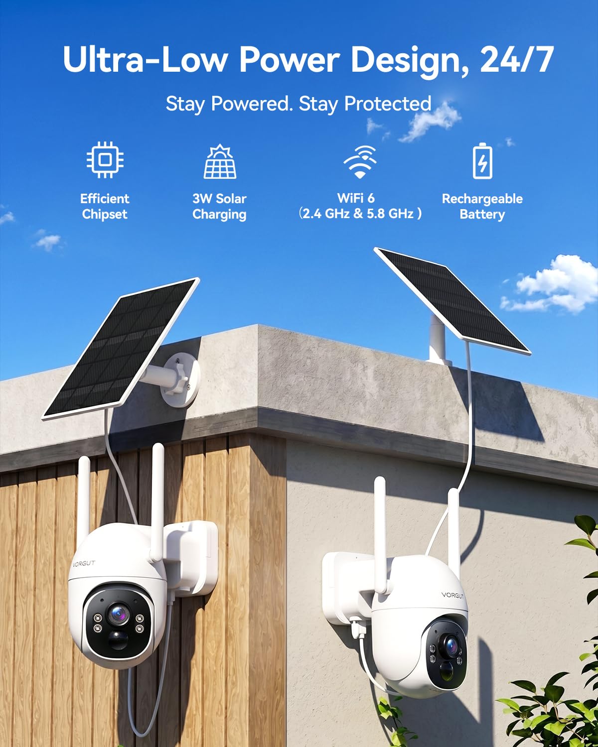 Solar Security Cameras Wireless Outdoor System with 10'' Touch Monitor 10CH NVR, 4MP WiFi6 Cameras for Home Security, 355° Pan 90° Tilt, Night Color, 2-Way Audio, 500G HDD, 0 Monthly Fee, 2 Cam-Kit