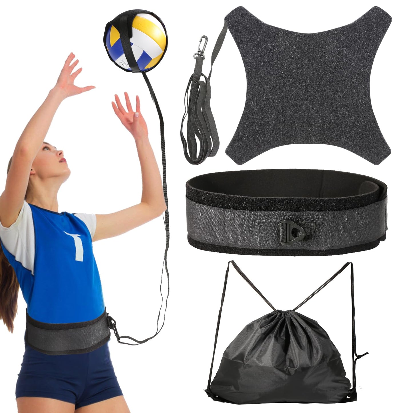 Volleyball Training Kit for Solo Practice, Adjustable Volleyball Serve Trainer, Volleyball Training Equipment for Serving, Setting & Spiking, Volleyball Training Aids, Gift for Teen Girls & Boys