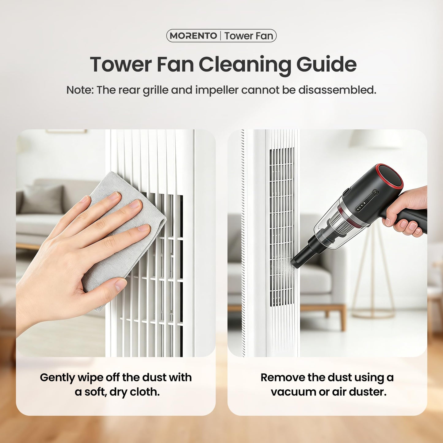 MORENTO Tower Fan for Bedroom, 2026 Upgraded 90° Oscillating 43" Standing Fan with 4 Speeds, 4 Modes, 25ft/s Velocity Bladeless Fan with APP/Voice/Remote/Touch Control, 28dB, 12H Timer, White 1Pack