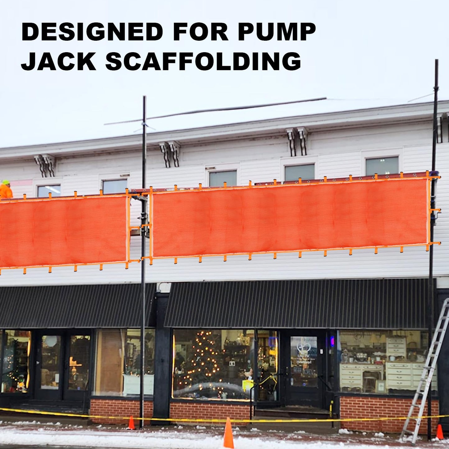 Superior Pump Jack Safety NET, Fire Retardant Construction Safety Debris Netting, 20 ft Industrial-Strength Scaffold Railing Net Enclosure, Workplace Safety Protection, Visibility Barrier