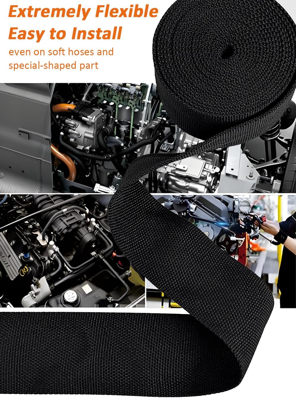 ROCKDIG 20 1/2 inch 2:1 FT Heat Shrinkable Braided Sleeving Heat Shrink Sleeve Abrasion Protection Flexibility Wiring