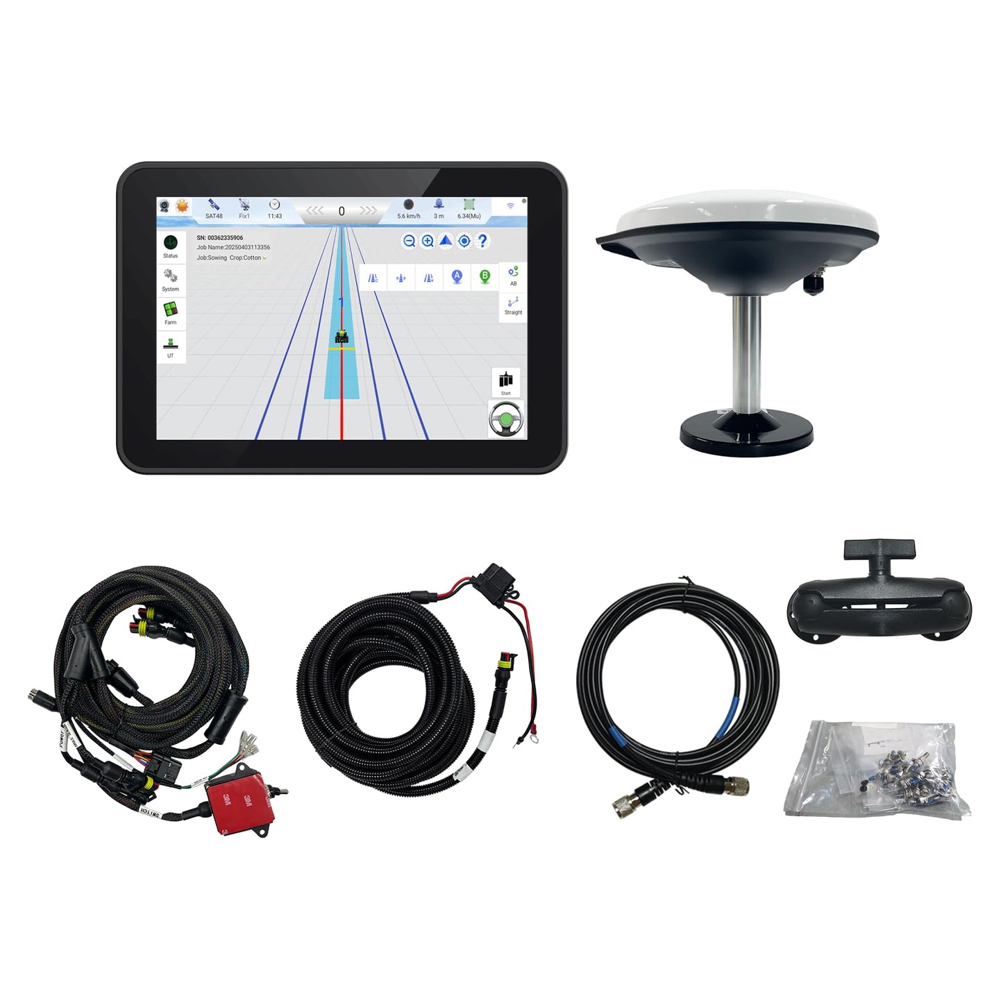 Tractor Guidance System with Precision AG Software, Android10 Tablet, 1-inch by CORS, 4-inch by PPP Connection, A-B line Guidance Compatible with Any Tractor CAT. John-Deere...JY100 Plus