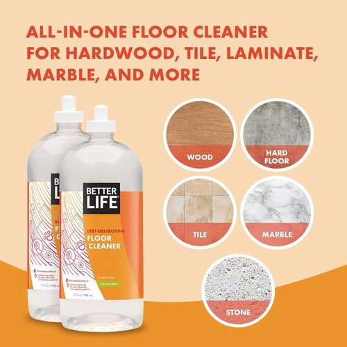 Better Life Floor Cleaner - Multipurpose Liquid Cleaner for Wood, Tile & Laminate - Citrus Mint, 32 Fl Oz (Pack of 2)