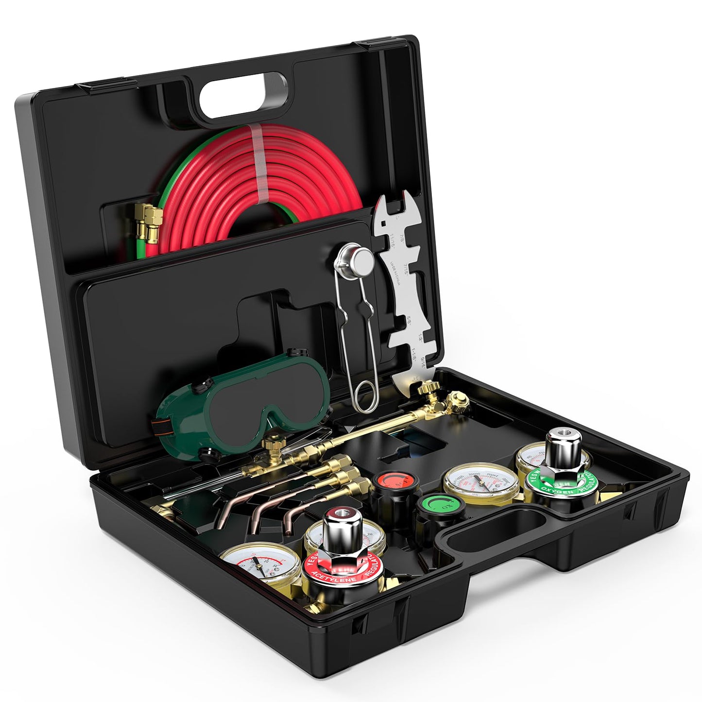 YESWELDER Oxygen & Acetylene Torch Kit, Welding Cutting Torch Kit, Gas Cutting Torch with Regulator Nozzles Hose Goggles