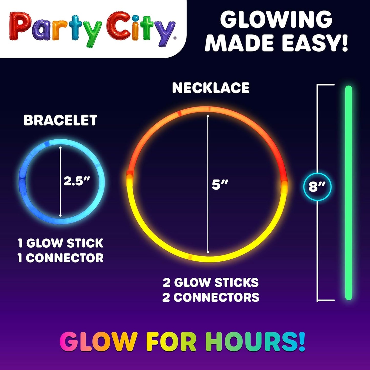 Party City 500 Glow Sticks - Neon Glow in the Dark Party Supplies | Light Up Favors for Kids & Adults