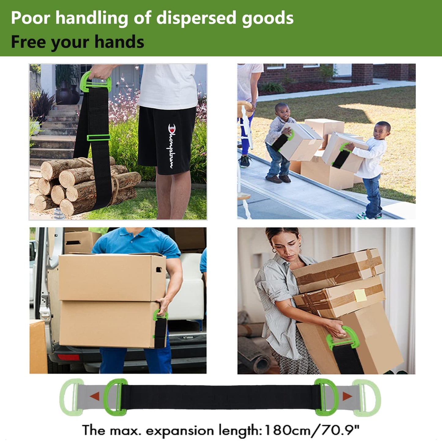 Moving Straps Lifting（Padded） one Person 2-Person Lifting and Moving System Appliance,for Harness Moving Mattress Couch Furniture Heavy Things,Suitable Professional Moving Body Strap Wrist Strap