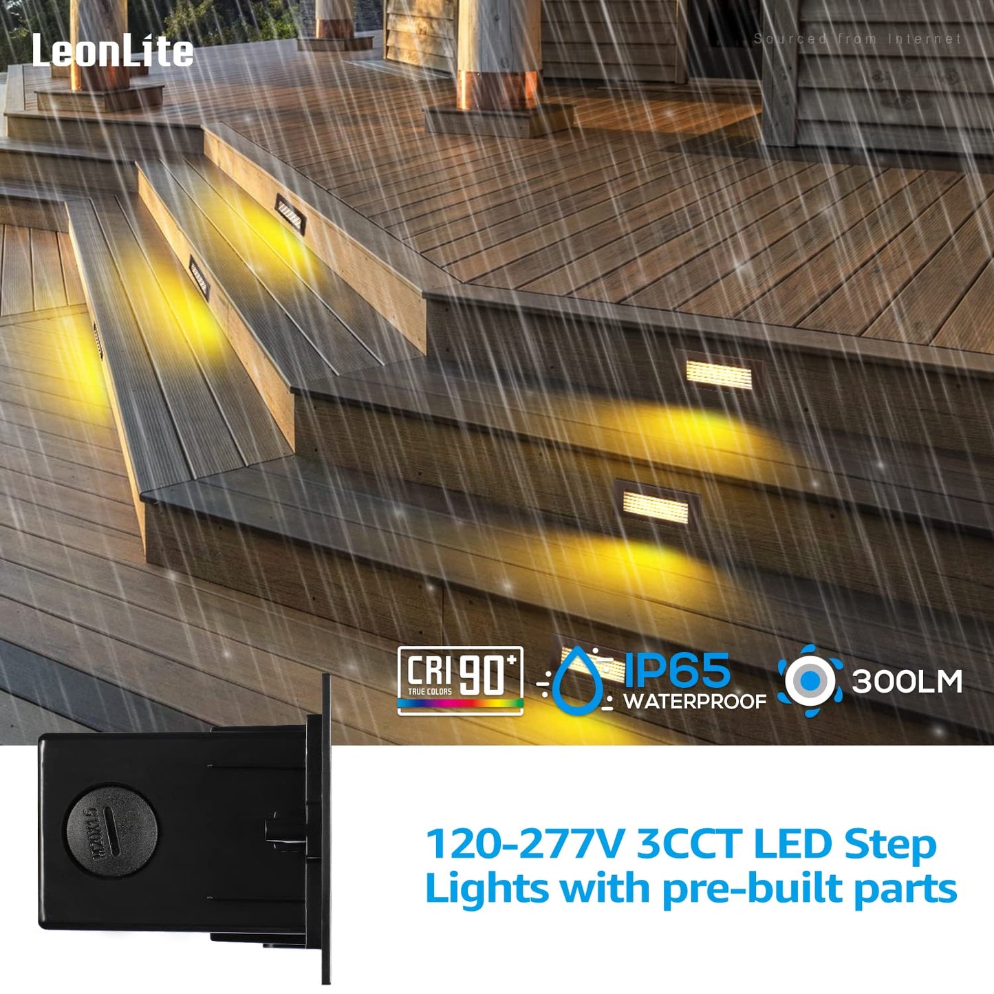 LEONLITE LED Step Lights, 5CCT Dimmable 4.5W 300LM, IP65 Waterproof, Oil-Rubbed Bronze, Model 58810
