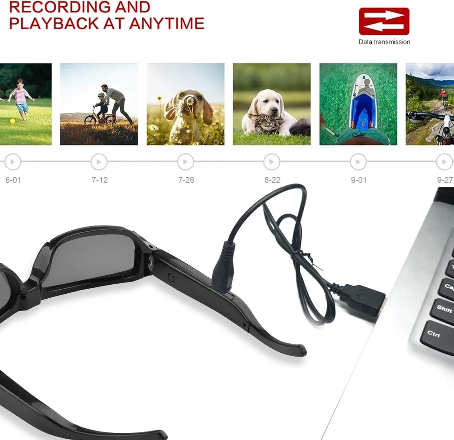 Tangxi 1080P Camera Glasses, HD Video Camera Sunglasses for Men Women, Anti Shake & Wide Angle Lens Action Camera