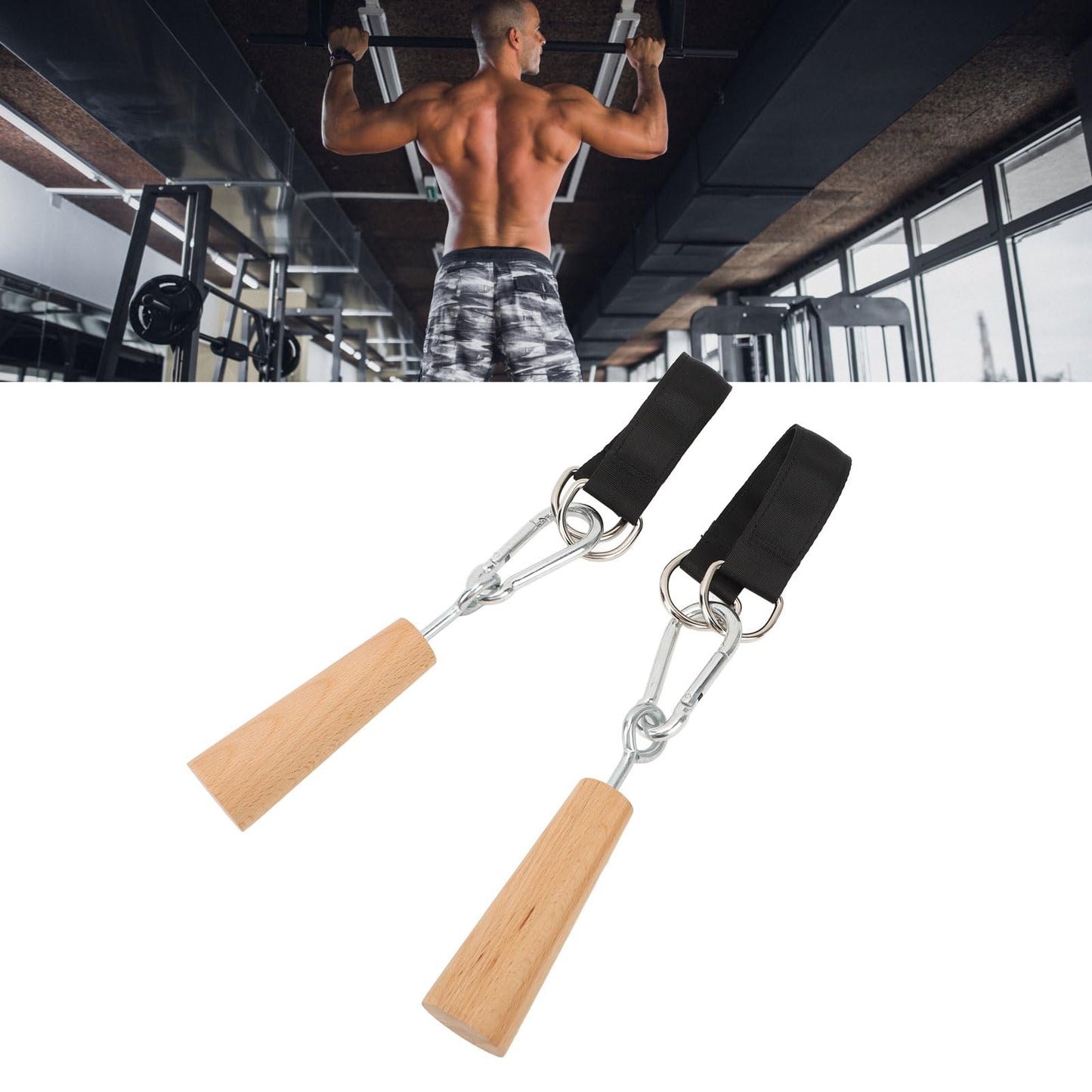RiToEasysports Wooden Pull Up Grips,Hand Grips Strength Trainer Exerciser Pull Up Fitness Accessories for Bouldering,Kettlebells,Workout
