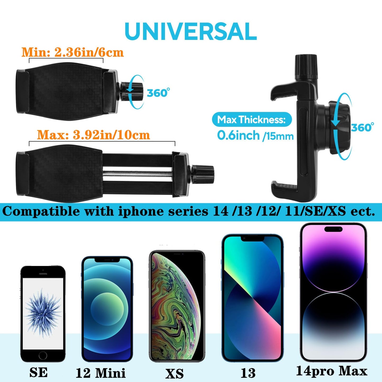 HOYXUN Magnetic Phone Holder for Gym, Magnetic Phone Mount with 3.46" Super Strong Magnetic Base, 360° Adjustable Metal Arm, Fit for All Smartphones