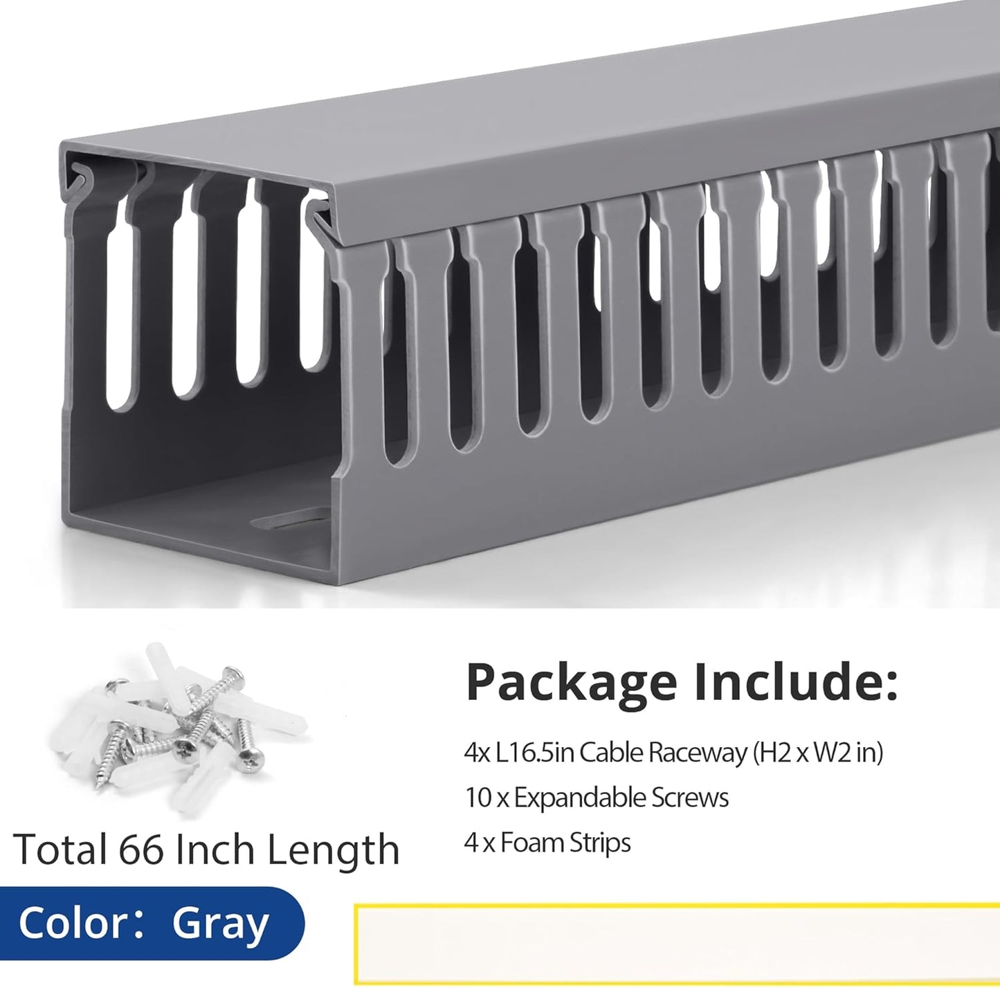 ZhiYo 66in(4X L16.5in) H2in W2in Professional Server Rack Cable Management Raceway, x Cable Raceway Kit, Electrically