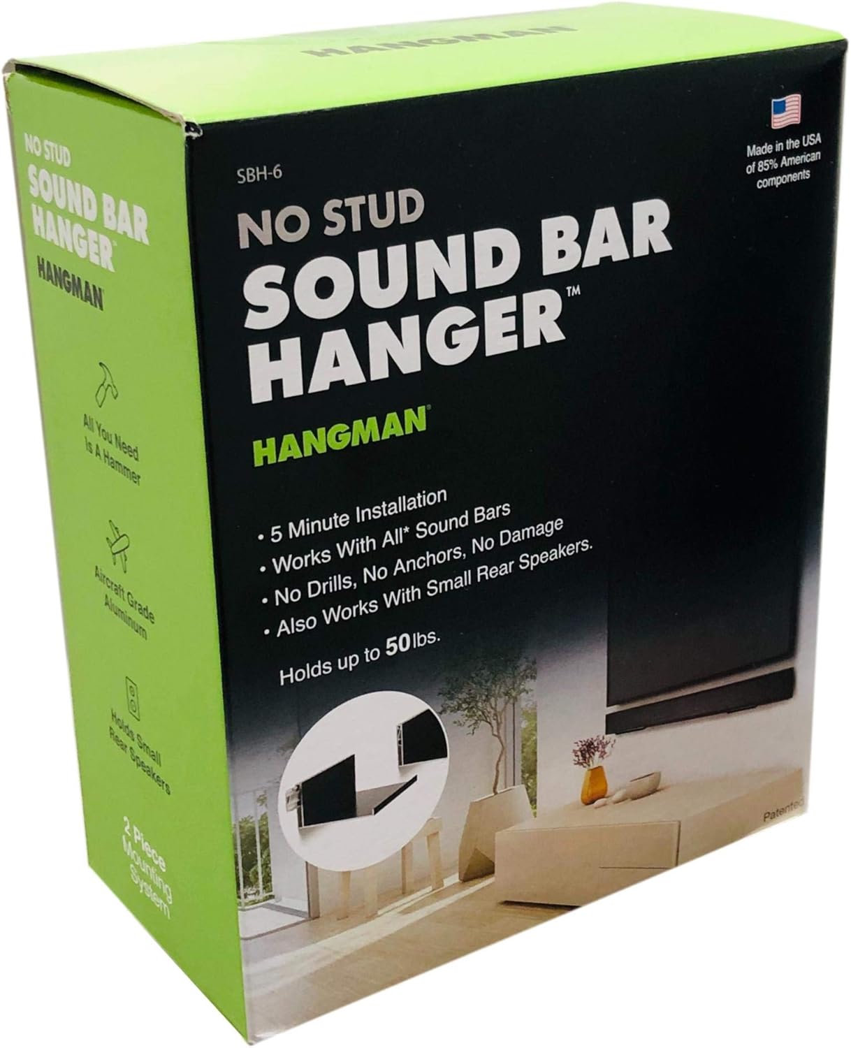 SBH-6 Hangman No-Stud Soundbar Hanger , Black