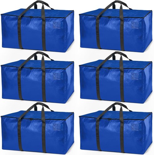 ClearSpace Heavy Duty Moving Bags - Large Storage Bags with Backpack Straps & Zippers | 6 Pack for Easy Moving & Travel