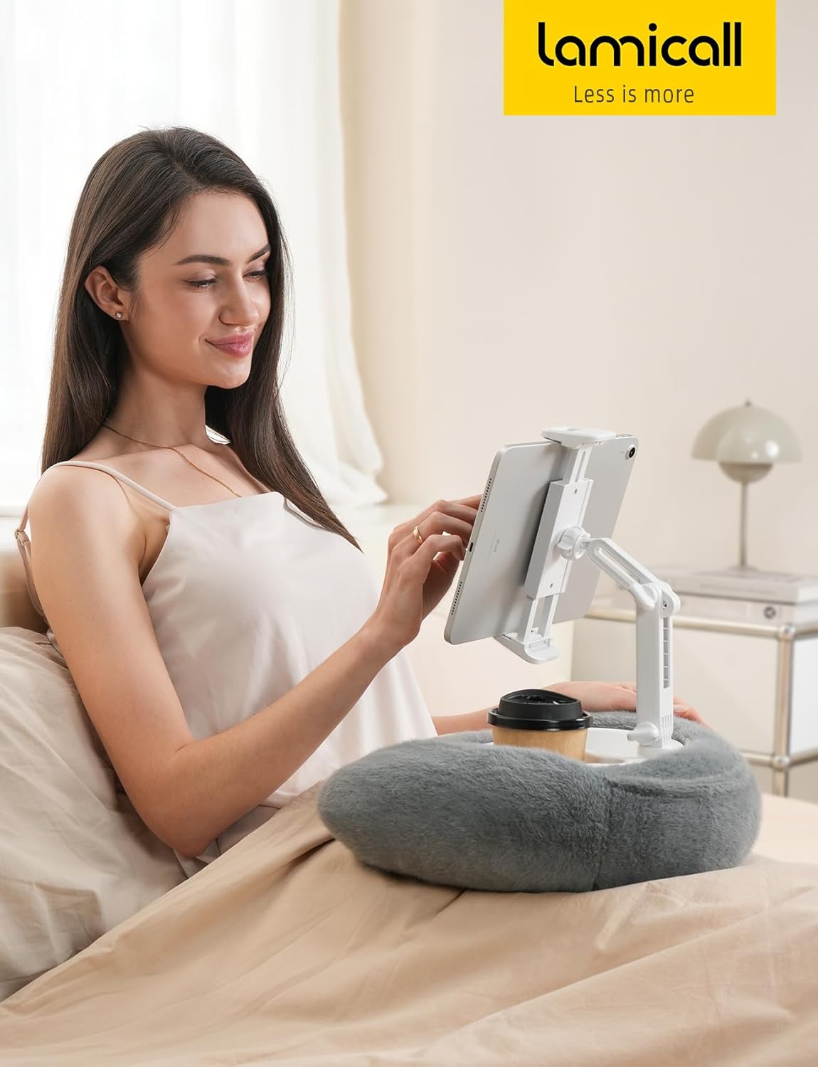 [360 4.7-13" Lamicall Tablet Pillow Holder Kindle Stand - Adjustable Arm][Snack Bowl] iPad Lap Holder, Kindle