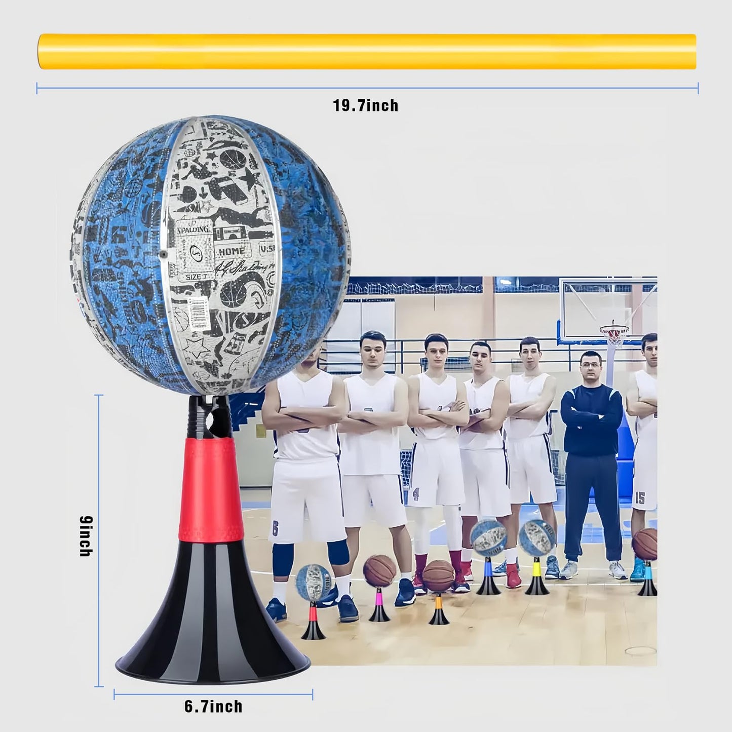 Basketball Training Cones and Agility Poles Set, 8pcs Cones with Anti-Slip Silicone Sleeve & 8pcs 19.7" Poles, Heavy Duty Soccer Training Equipment for Dribbling Drills and Speed Hurdles (Blue)