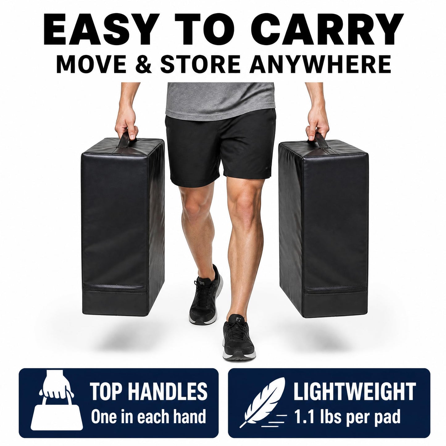 Japard Silencer Drop Pads 2 Pcs,Dumbbell,Workout, Gym, Weightlifting Crash Cushions with PVC Cover, Easy Carry Handles, Deadlift Mat, Exercise Balance Equipment for Fitness, Physical Therapy, Yoga