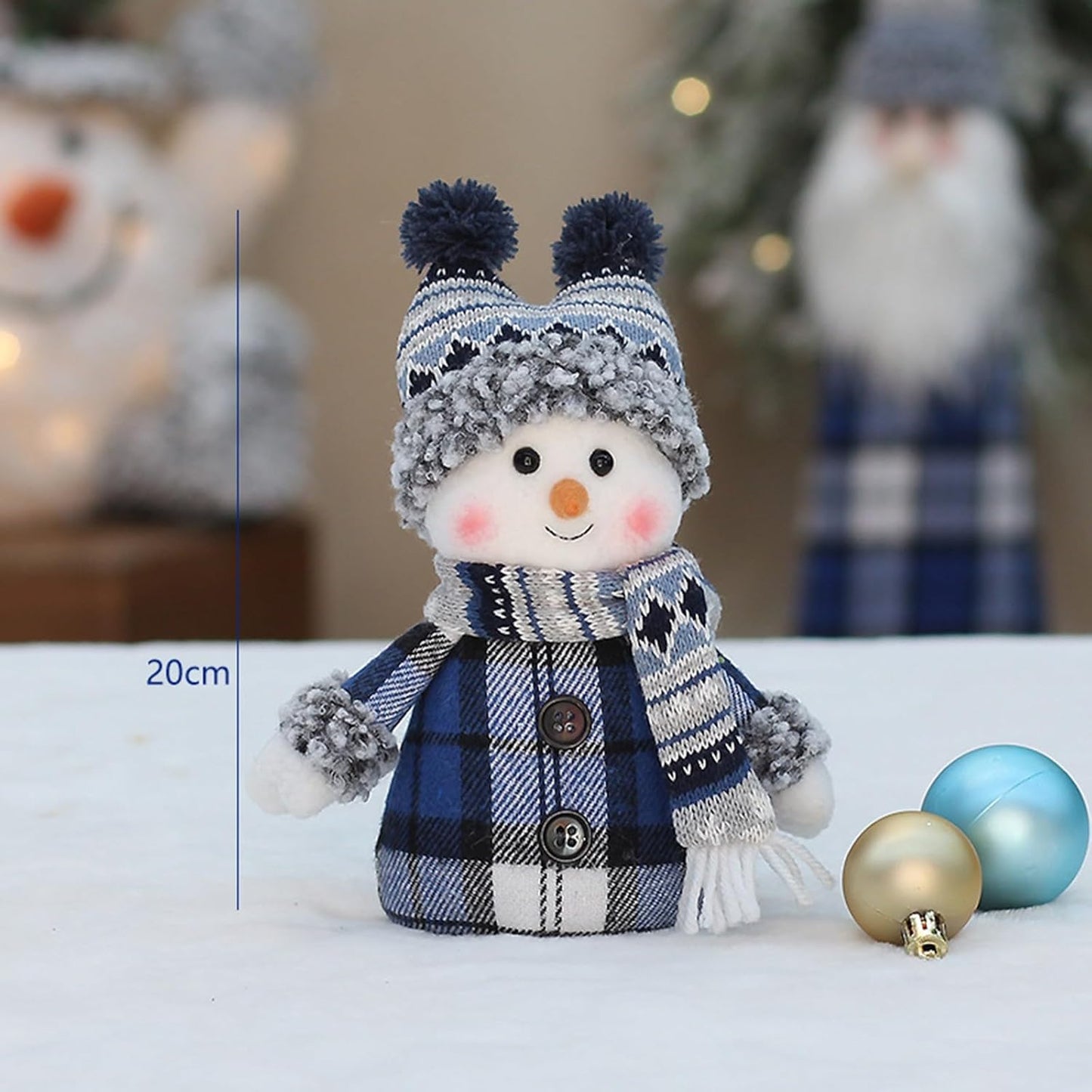 Skiennix Cute Snowman Plush Doll - Handmade Christmas Decoration for Winter Home | White Boy