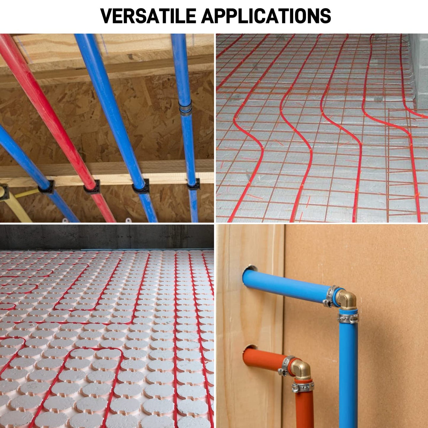 PEX Pipe 1/2 Inch 300ft 2 Rolls PEX Tubing EVOH pex-B pipe Non Oxygen Barrier Durable Leakage-Proof Flexible for Residential Water Lines in Homes Pex Radiant Heat Tubing(Red+Blue)