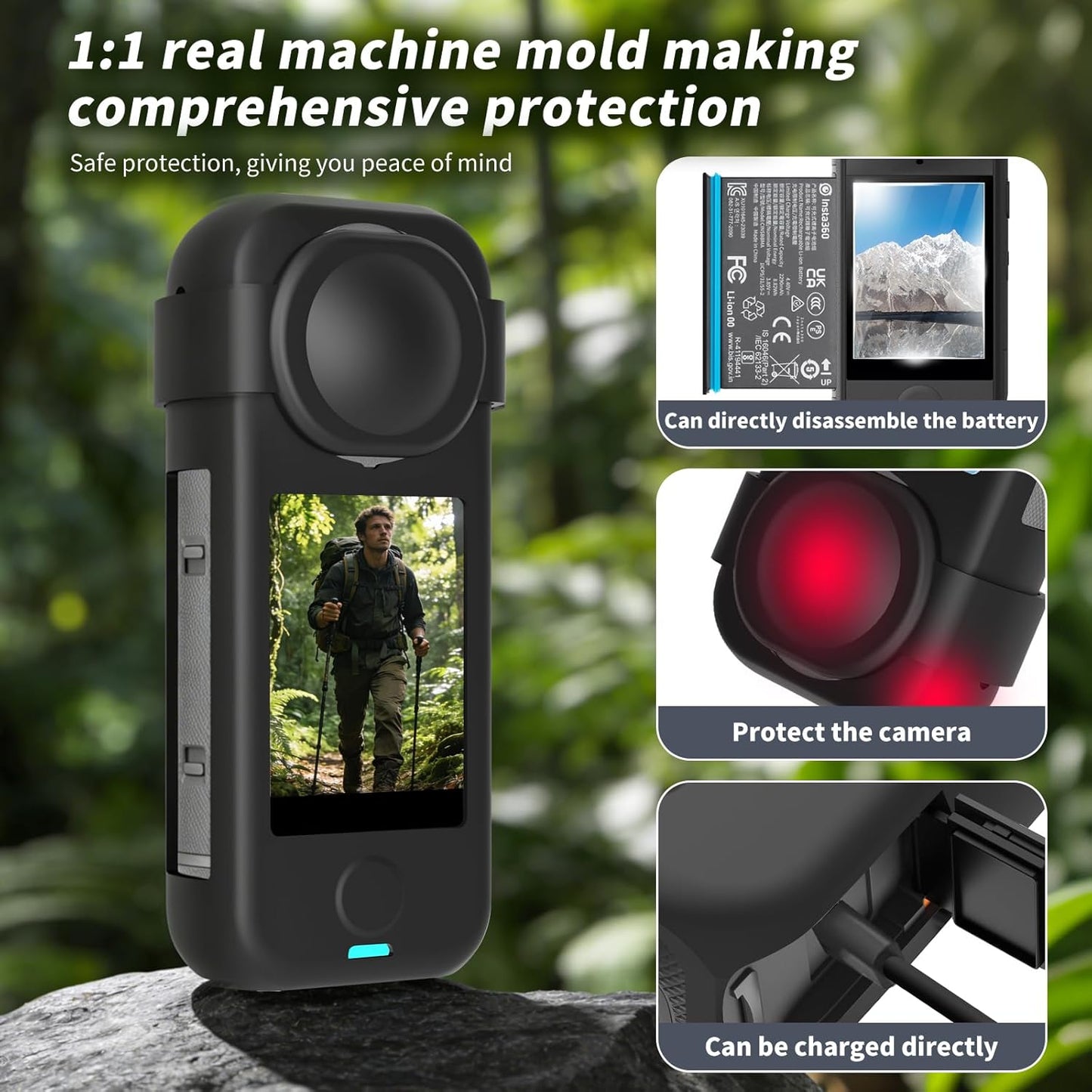 Vasgather 360 X4 Camera Protective Kit for insta Air Accessories Include-Screen Protector/Lens Guard/Silicone