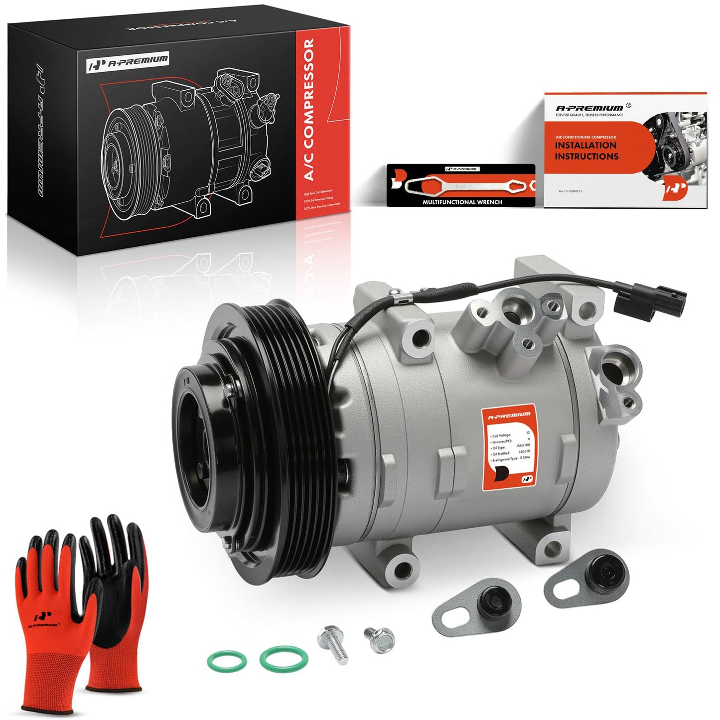 A-Premium Air Conditioner AC Compressor with A/C Clutch Compatible with Acura TL 2009-2014, TSX 2010-2014, RDX 2013-2015 & Honda Accord 3.5L 2008-2012, Accord 2.0L 2014, Crosstour 3.5L 2012