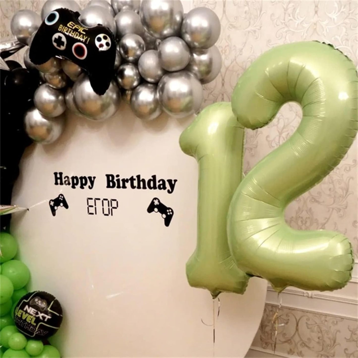 Sage Green Giant Helium Foil Balloons - 40 Inch Number 0-9 for Birthdays & Celebrations