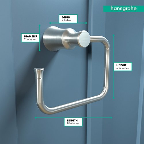 hansgrohe 4786820 Joleena Towel Ring in Brushed Nickel, 8.3-Inches Wide