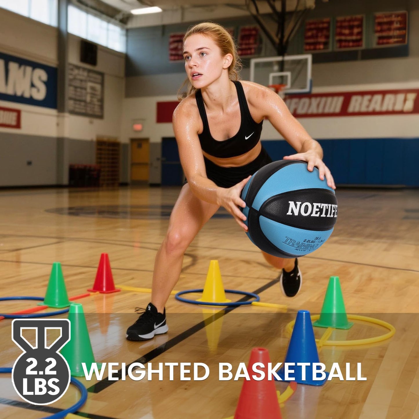 Noetifex Weighted Heavy Basketball 3LBS/2.2LBS 29.5"/28.8" Training Equipment for Indoor & Outdoor – Improve Dribbling, Passing, Handling & Rebounding Skills Weighted Training Basketball (Deflated)