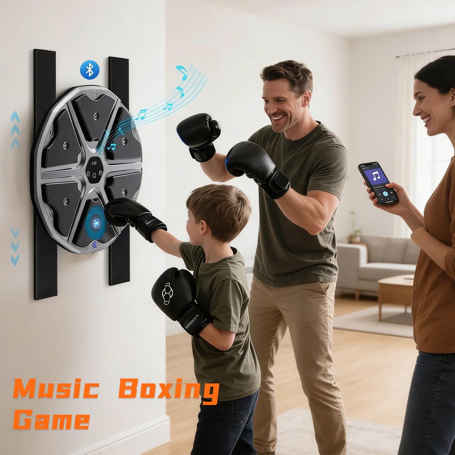 NIBBaNACAL Music Boxing Machine, Smart Boxing Game, 17.5" Large Size, 9 Modes & Speeds, Wall Mounted Punching Machine with Gloves, Great Gift for Kids & Adults Ages 8+