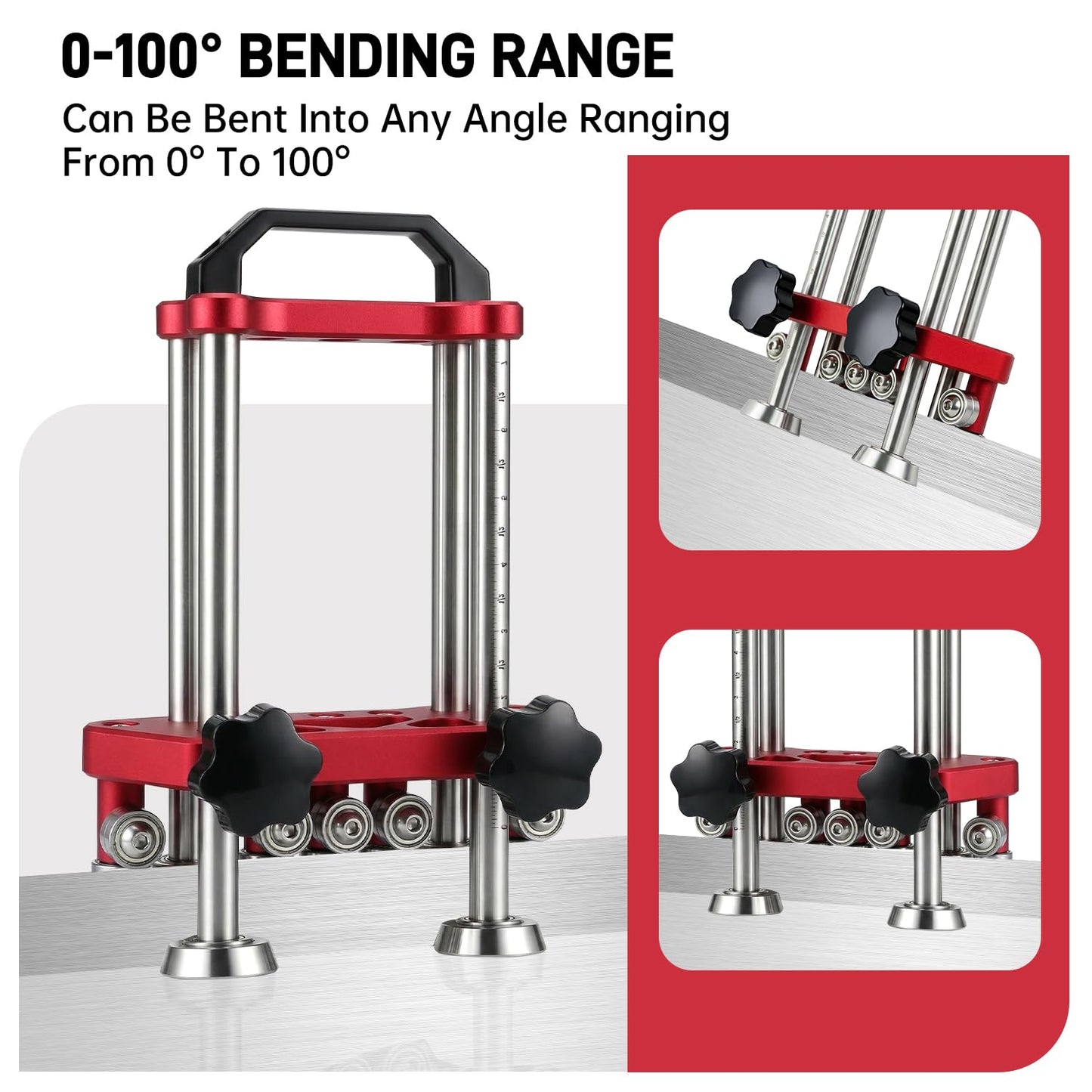 DOLEMODUO Sheet Metal Roller 2 Station Metal Bender, 0-100° Bending Range, Lightweight Portable Metal Sheet Rolling Tool with Clear Scale