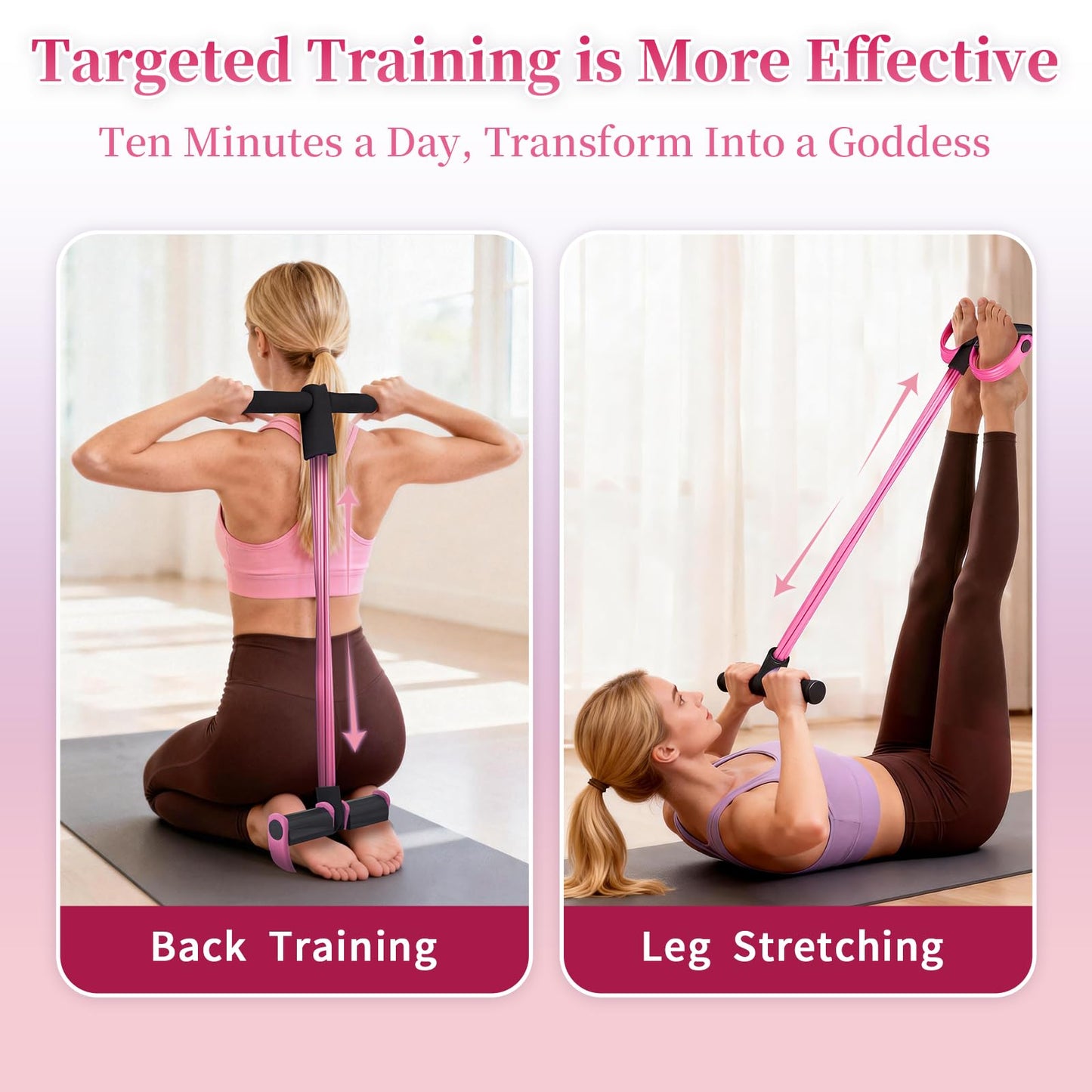 Multifunction Tension Rope, 6-Tube Elastic Yoga Pedal Puller Resistance Band, Natural Latex Tension Rope Fitness Equipment, for Abdomen/Waist/Arm/Leg Stretching Slimming Training