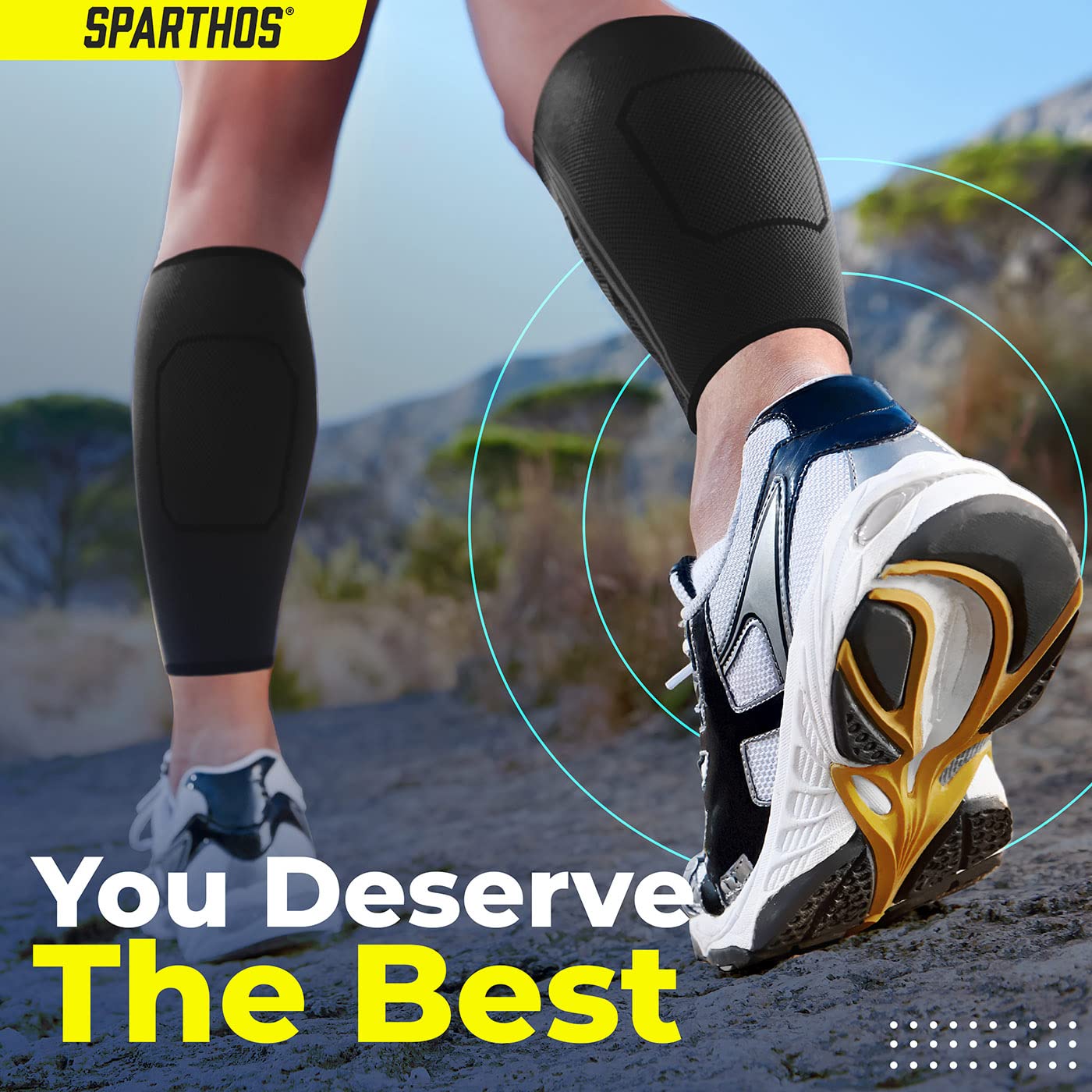 Sparthos Calf Compression Sleeves (Pair) – Leg Compression Socks for Men and Women – Shin Splint Calf Pain Relief Calf Medical Leg Pain and Cramps Recovery Varicose Veins (Black-L)