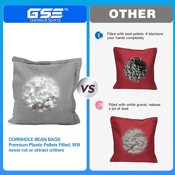 GSE Games & Sports Expert Set of 8 Premium Weather Resistant Cornhole Bags. Regulation Size and Weight Bean Bags for Cornhole Toss Games (Several Styles Available)