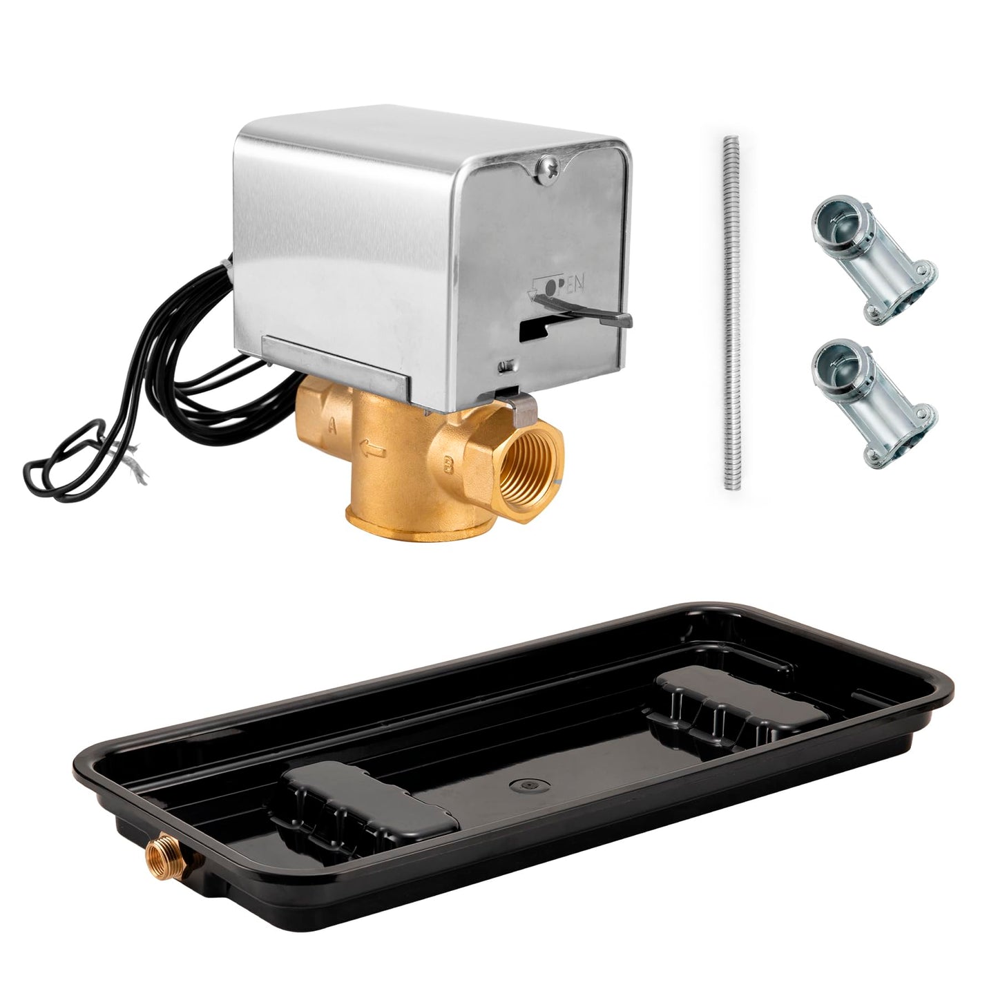Faucet Steam System Steam Generator Auto Drain and Generator Pan for Use with 240v Generators, Steam System Automatic Purge Drain with Motorized Ball Valve for model AD-240, 5GA-PAD-240