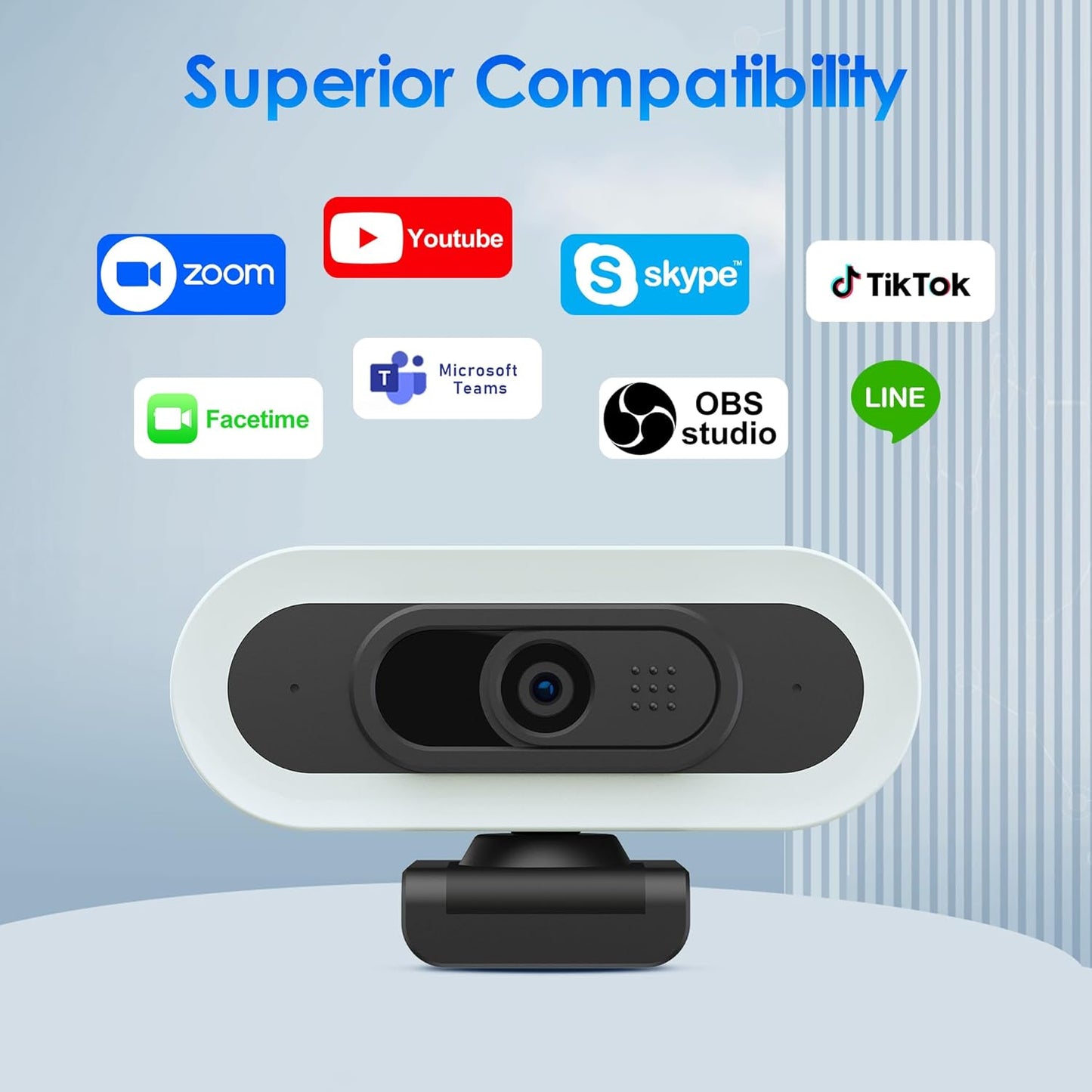 saylas 2K 2K@60FPS 65 Webcam with Lights, HD Webcam for PC, Web cam with Microphone, FOV, Autofocus, Noise