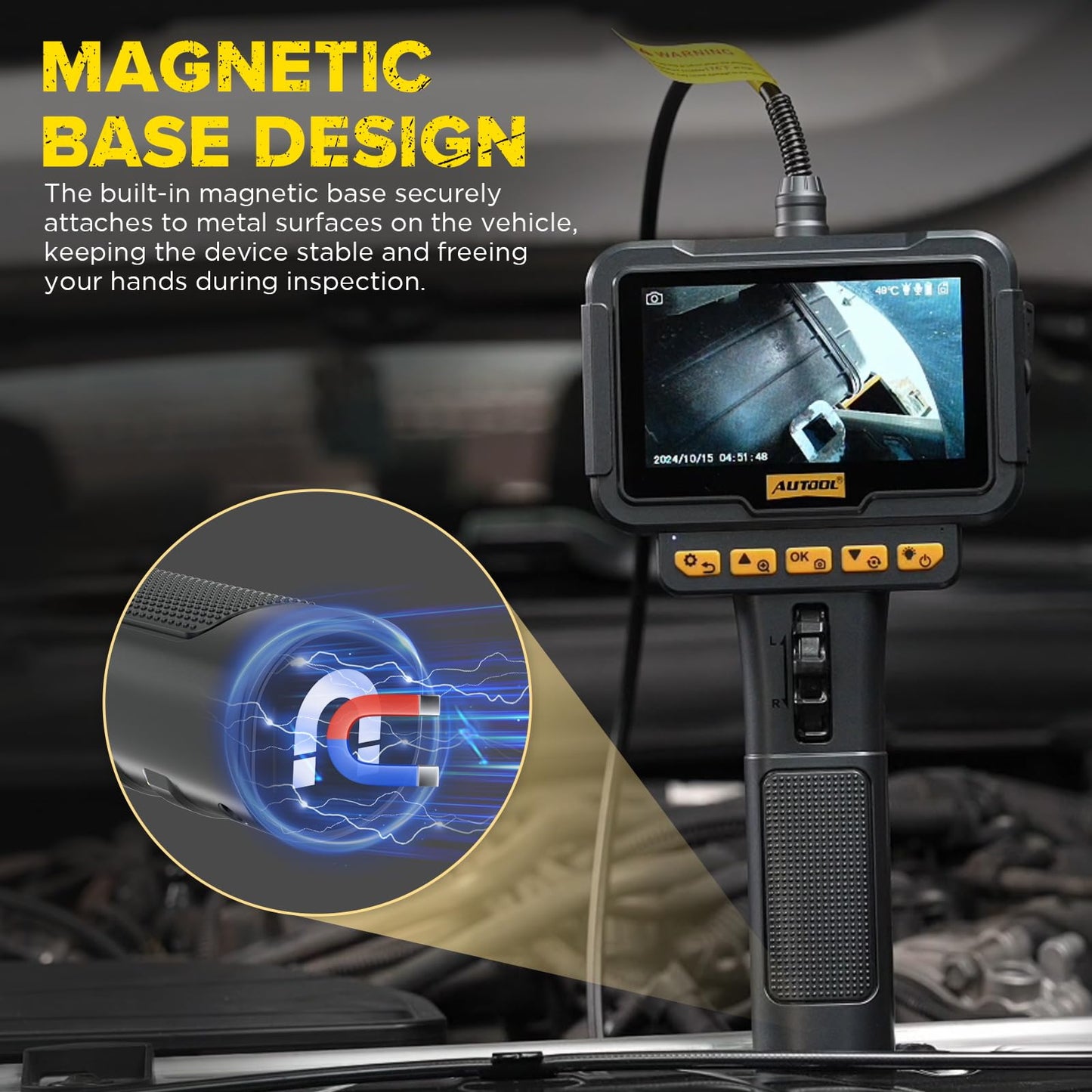 AUTOOL SVB208 Articulating Video Borescope, Endoscope Camera with Light,6.25mm Ultra-Thin Probe,4.3" LCD with 8X Zoom Articulated Camera,IP67 Waterproof Snake Camera for Automotive Engine Inspection