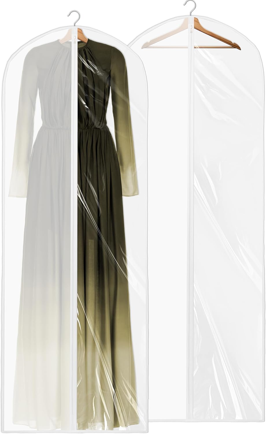 Simple Houseware 65-Inch Clear Garment Bags - Zippered Storage for Gowns, Suits & Dresses | 2 Pack
