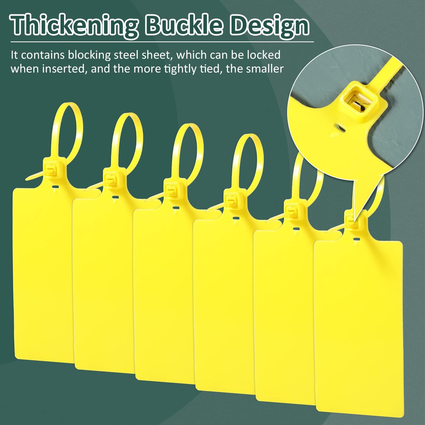 Youyole 200 Pieces Plastic Tags Waterproof Plastic Seal Shipping Tags Logistics Use Big Sign Tie Large Label Tie 250 mm Total Length (Yellow, 2.28 x 3.94 Inches)