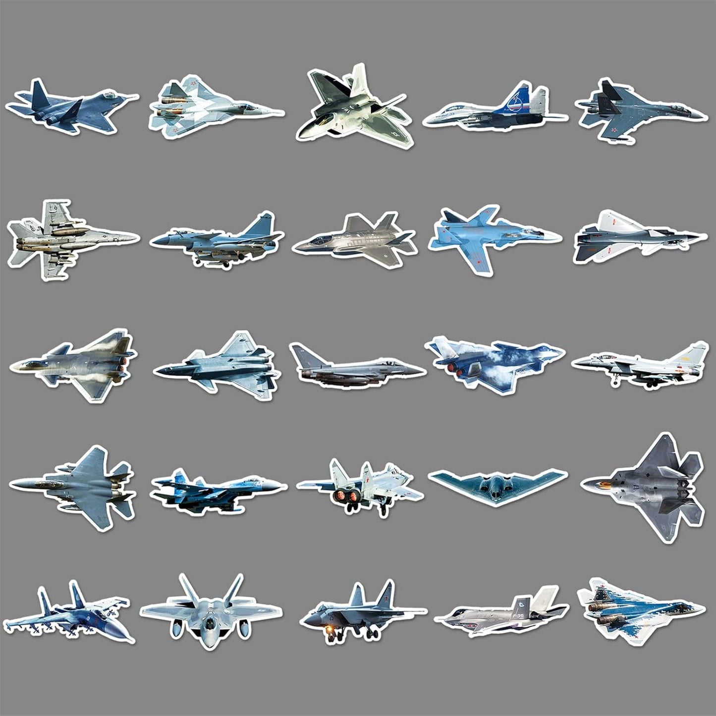 LYLSDSB 50Pcs Fighter Jet Plane Stickers - Vinyl Waterproof for Laptops, Bikes, Cars & More