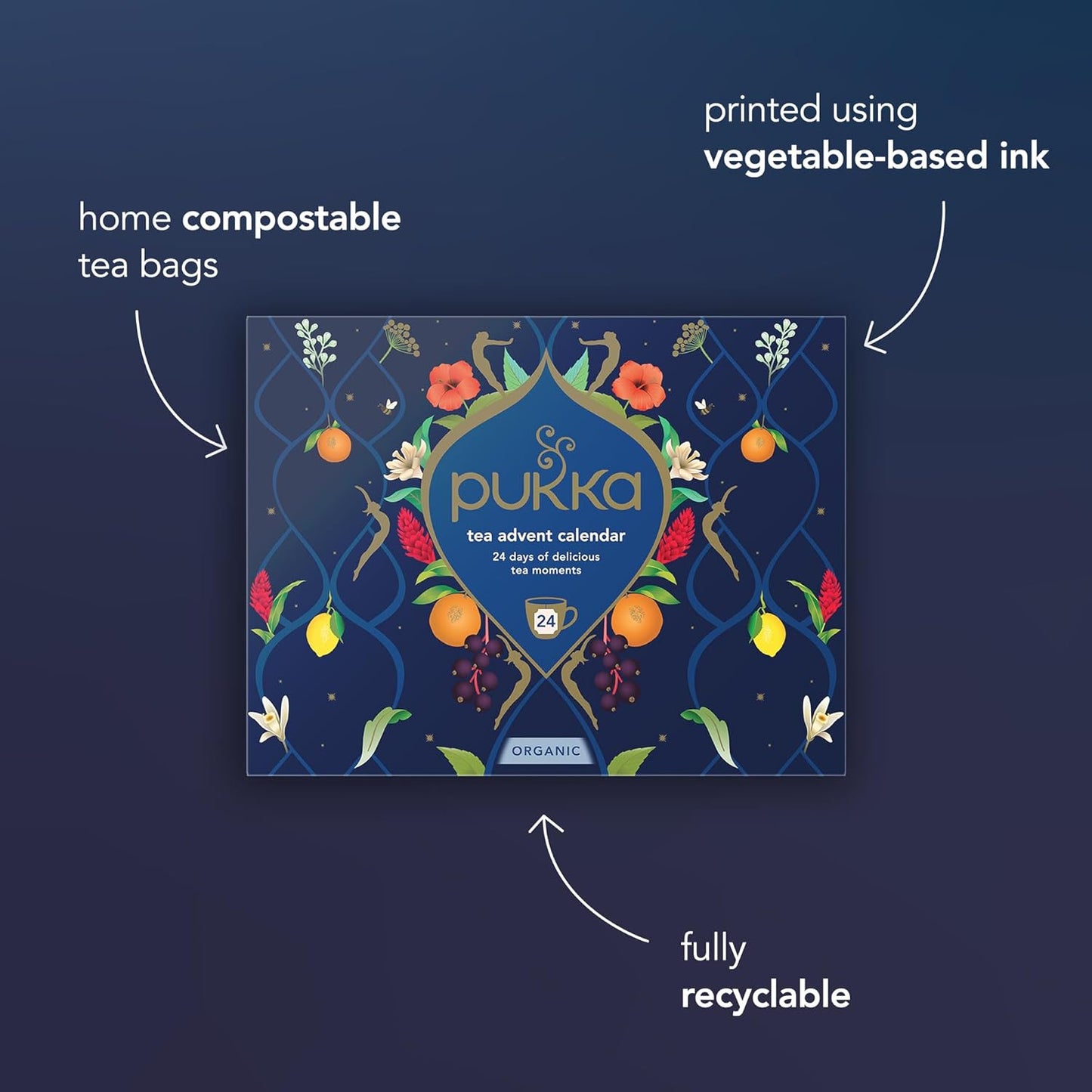 Pukka Christmas Tea Sampler - 24 Organic Black & Green Tea Infusions | Perfect Holiday Gift Set