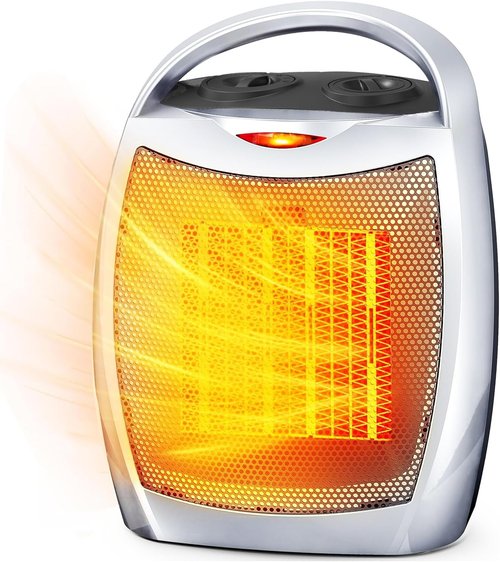Electactic Portable Electric Space Heater - 1500W PTC Ceramic with Thermostat | Fast Heating for 200 Sq. Ft. Home & Office