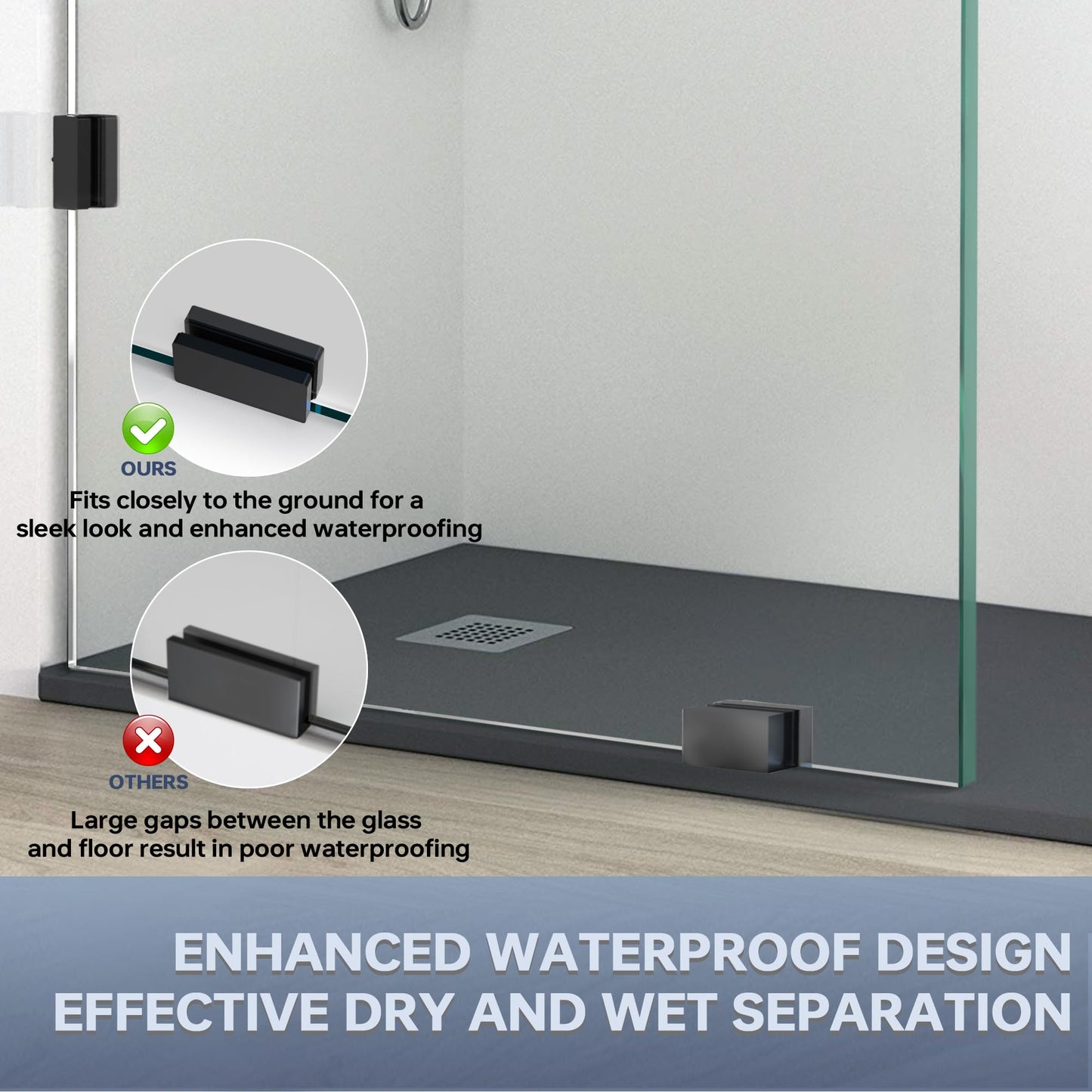 AquivaCoast Shower Door, 30.5"×78.75" Shower Glass Panel for Open Walk-in Bathroom, 3/8" (10mm) Clear Tempered Glass Shower Screen