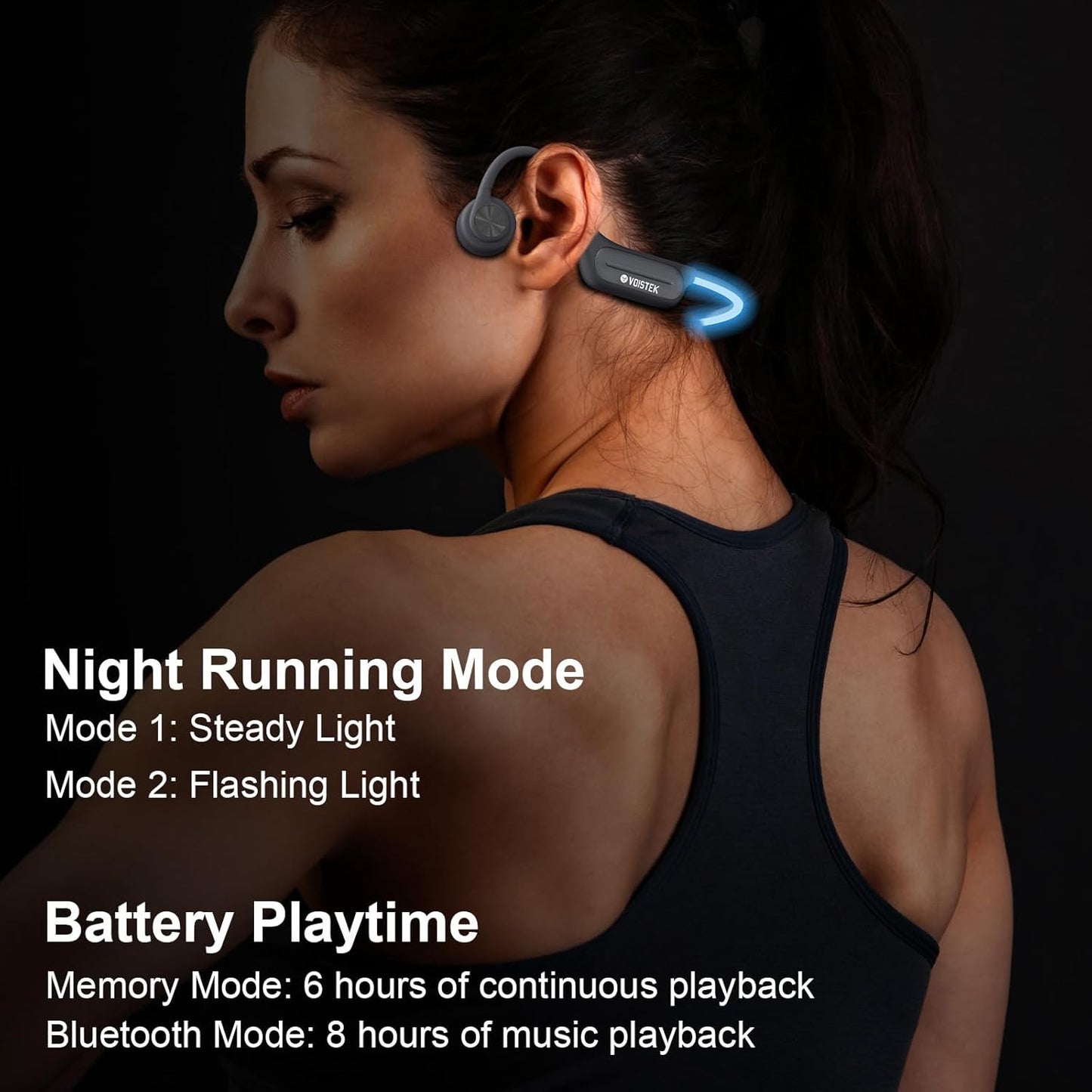 5.3 32GB MP3 IP68 8H Headset Swimming, Voistek Bone Conduction Headphones, Bluetooth with Player, Waterproof Vibrating
