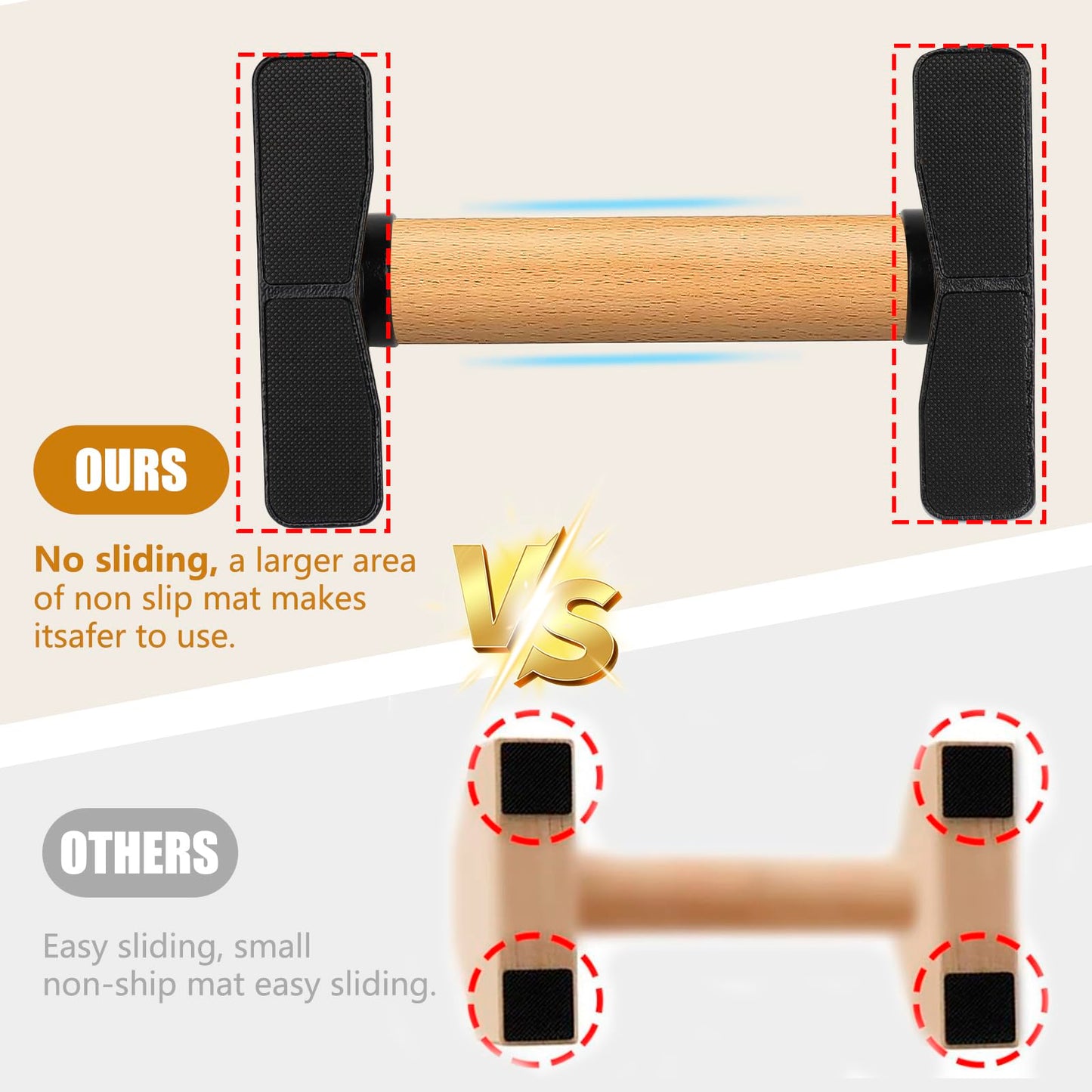 ZoeZure Solid Wooden Parallettes Bars, Anti-Slip Calisthenics Handstand Bars with Sturdy Metal Brackets, 800 LBS Weight Capacity for Fitness & Floor Workouts