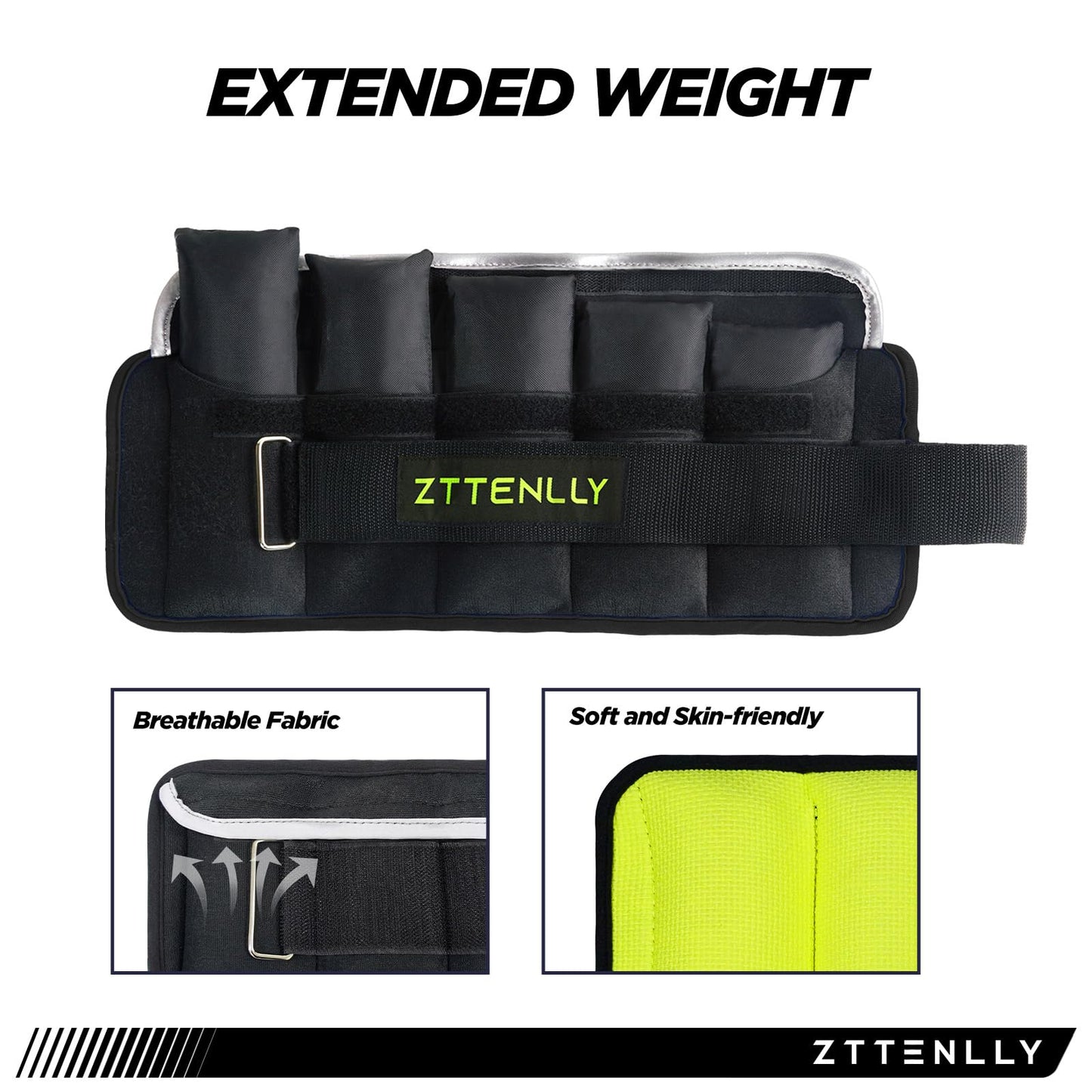 Adjustable Ankle Weights 1-5/10/15/20LBS Pair with Carry Bag - Breathable Fabrics, Reflective Trim - Strength Training Leg Wrist Arm Ankle Walking Weights Sets for Women Men Kids