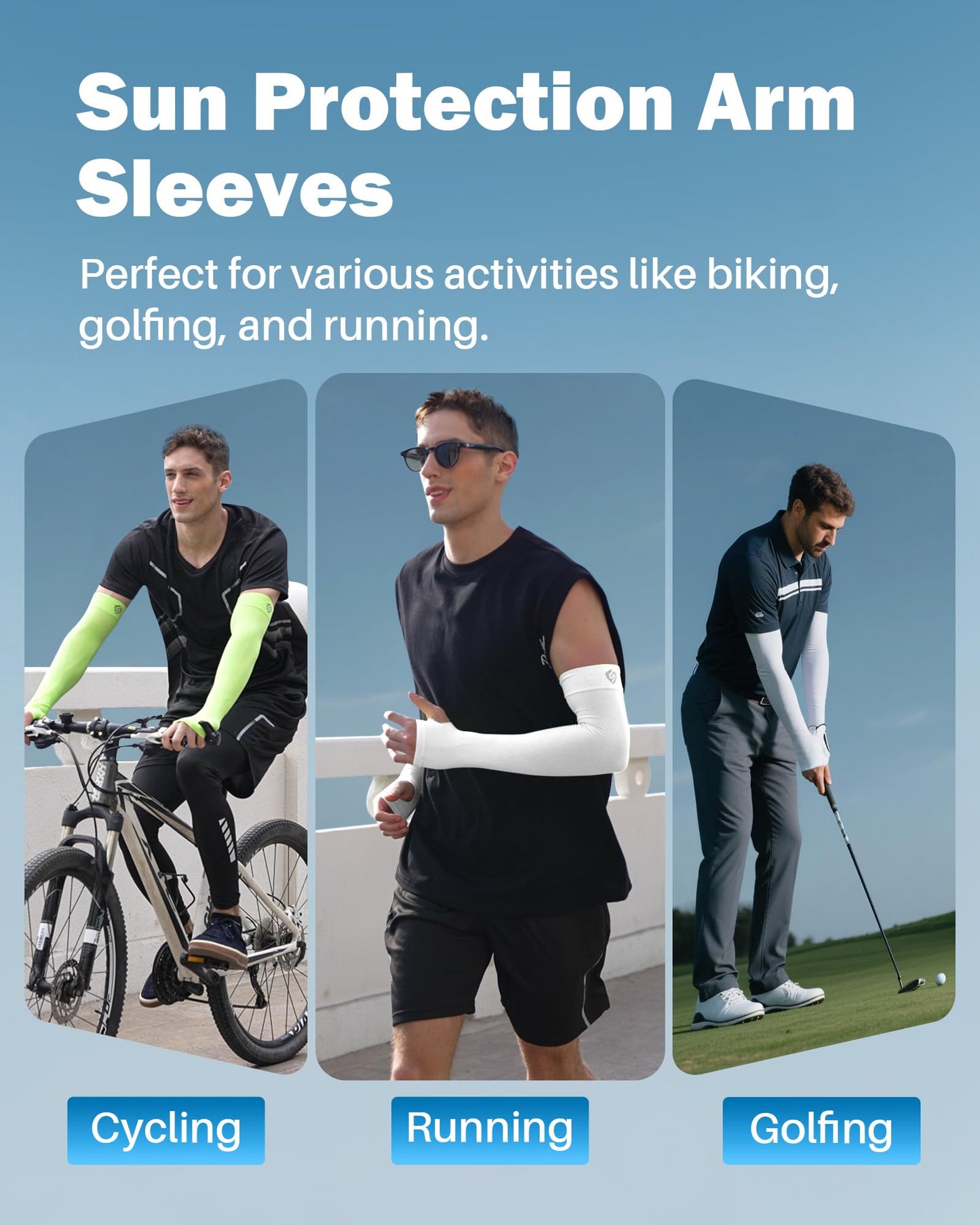 SHINYMOD UV Protection Cooling Arm Sleeves Compression UPF 50 Sun Sleeves for Men Women to Cover Arms with Thumb Holes