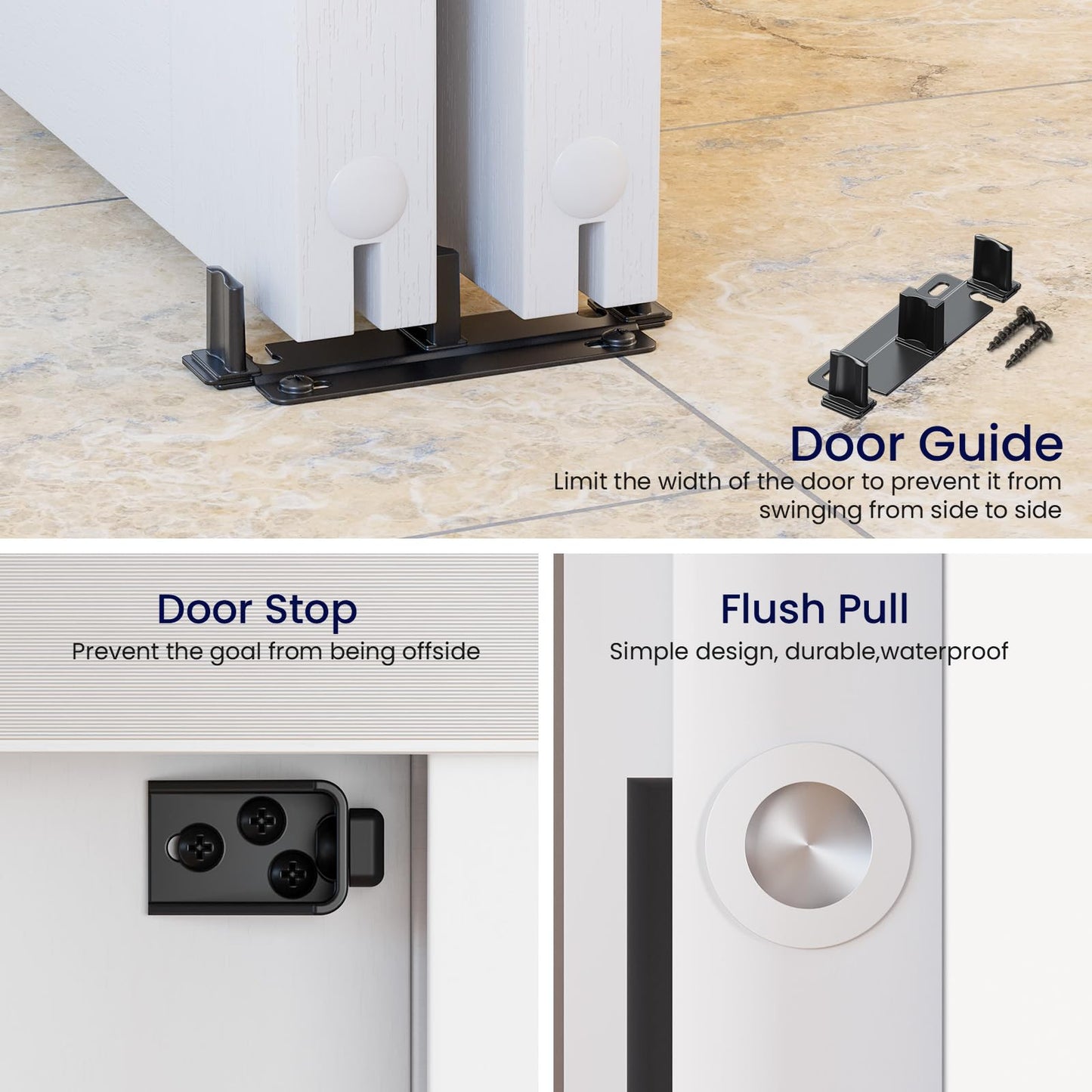SMARTSTANDARD 48"/4FT Bypass Sliding Door Hardware Kit for Cabinet Closet, Aluminum Alloy Hardware with Finger Pull, for 2 Door System, Smoothly and Quietly, Fit 24.5" Wide Panel, No Door