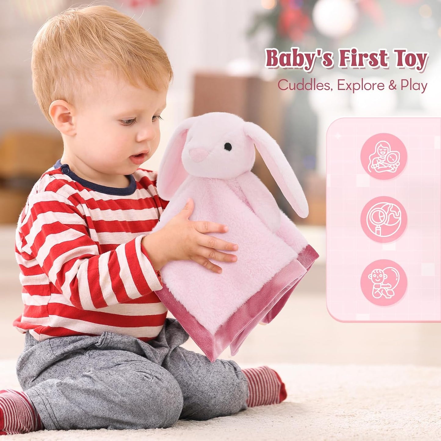 Skiennix Bunny Lovey Security Blanket - Soft 14" Snuggle Toy for Newborns | Perfect Gift for Boys & Girls