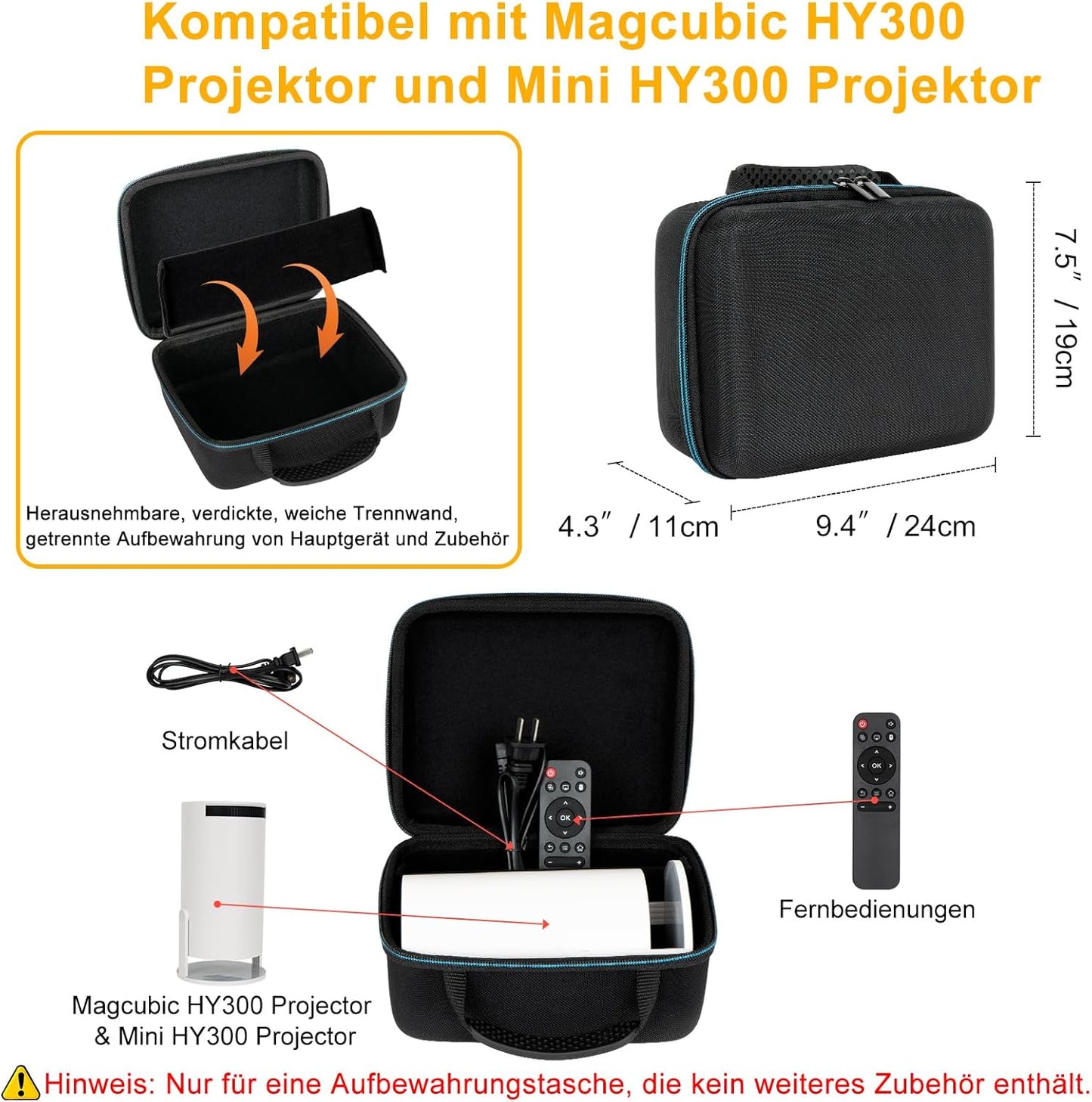 XINGFUDAO HY300 Projector Carrying Case Compatible with Projector/Other Mini Projector, Hard Protective Shell for Small
