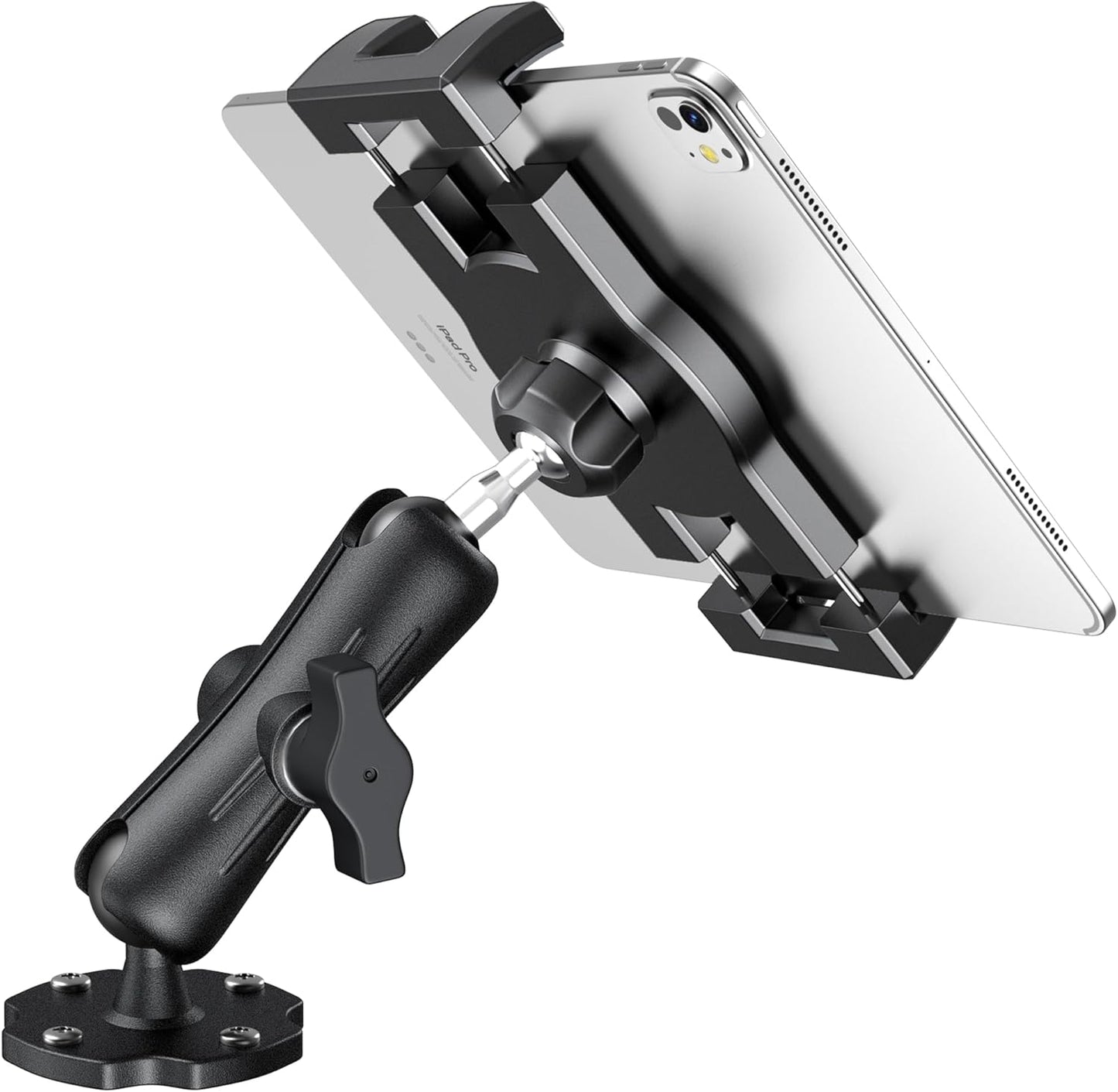 Keuvirya 4.7"-12.9" Heavy Duty Tablet Mount for Truck & Vehicle, Drill Base Tablet Holder for Truck with Aluminum Arm